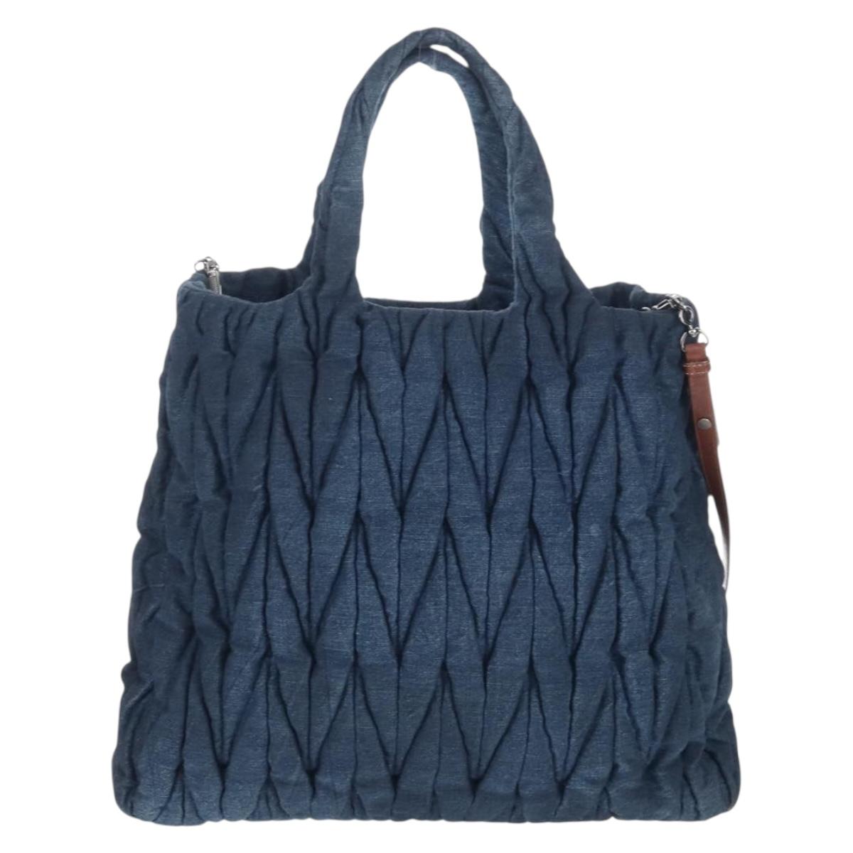 Miu Miu Matelasse Hand Bag Denim 2way Navy Auth 207622V