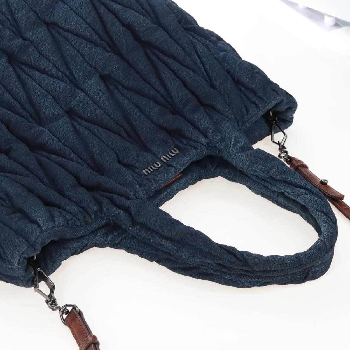 Miu Miu Matelasse Hand Bag Denim 2way Navy Auth 207622V