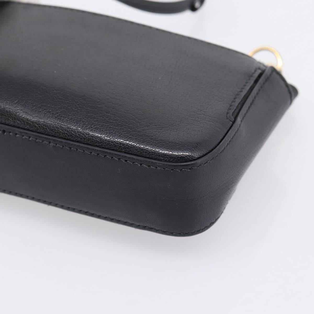 GIVENCHY Shoulder Bag Leather 2way Black Gold Auth 207635A