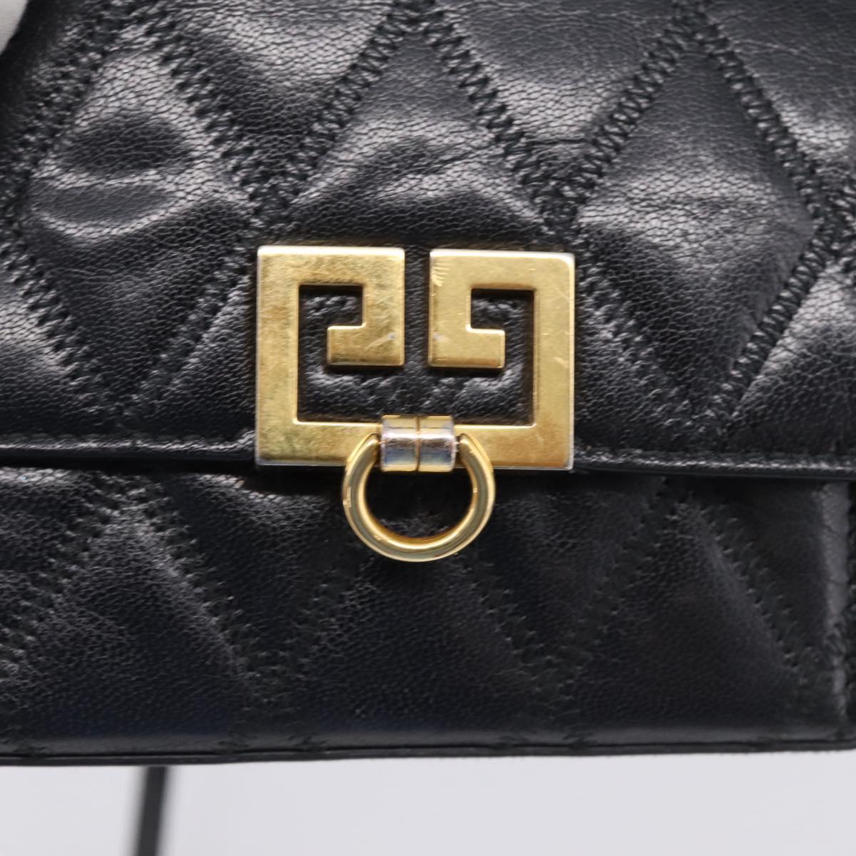 GIVENCHY Shoulder Bag Leather 2way Black Gold Auth 207635A