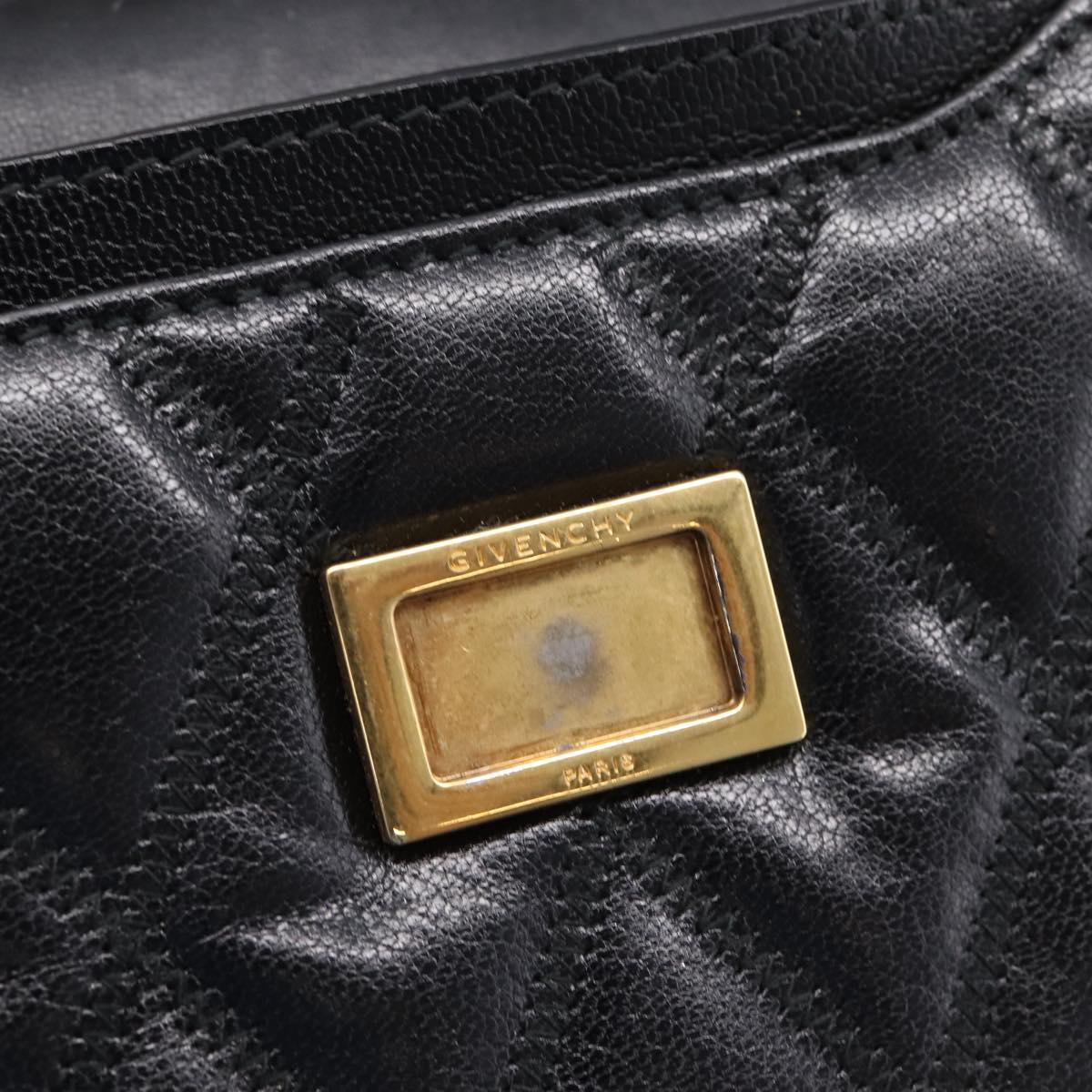 GIVENCHY Shoulder Bag Leather 2way Black Gold Auth 207635A