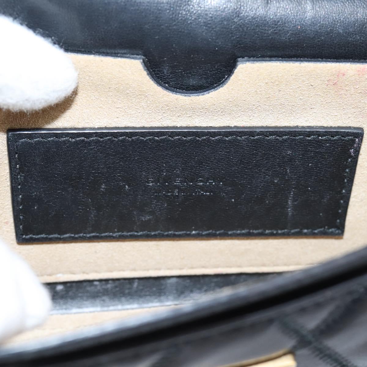 GIVENCHY Shoulder Bag Leather 2way Black Gold Auth 207635A