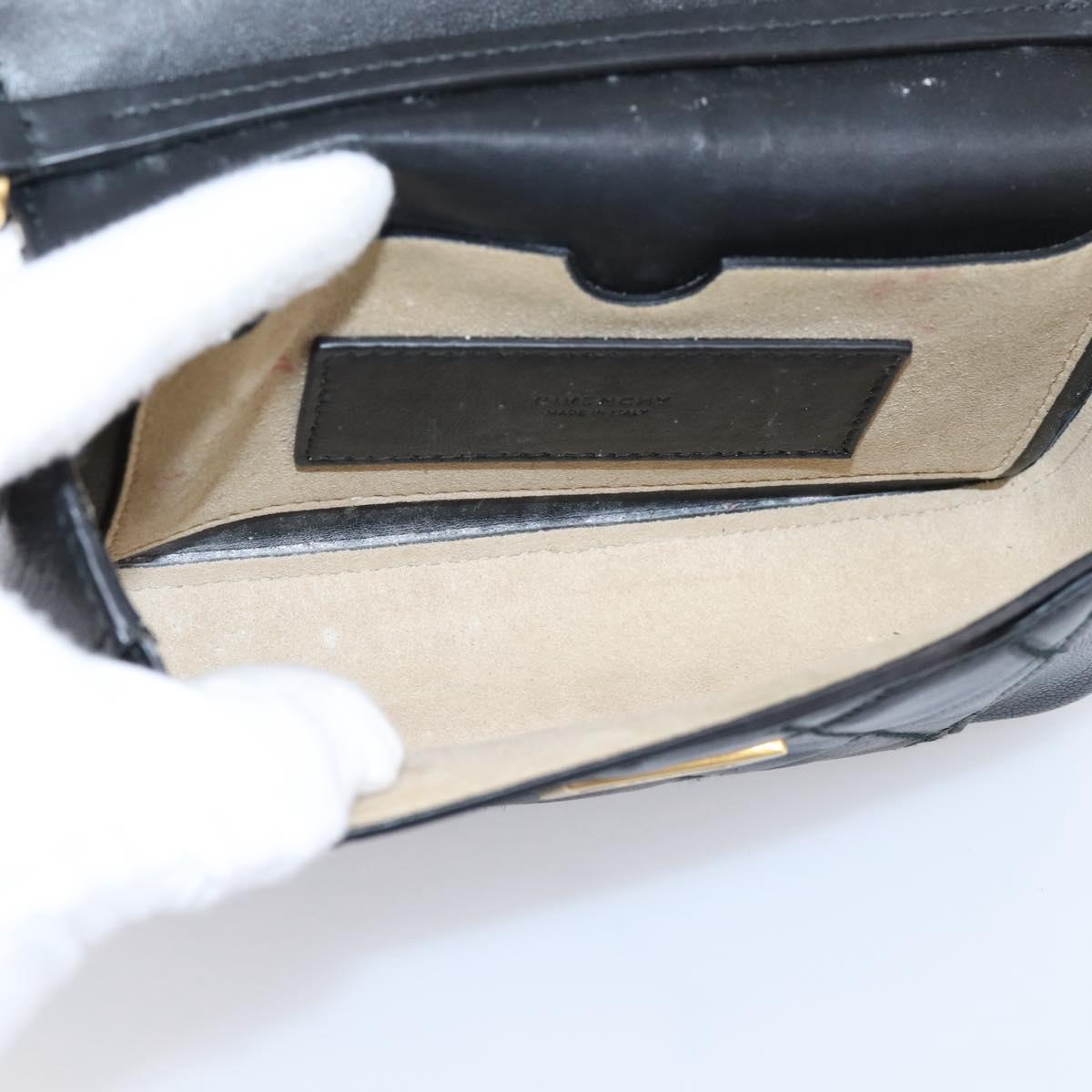 GIVENCHY Shoulder Bag Leather 2way Black Gold Auth 207635A