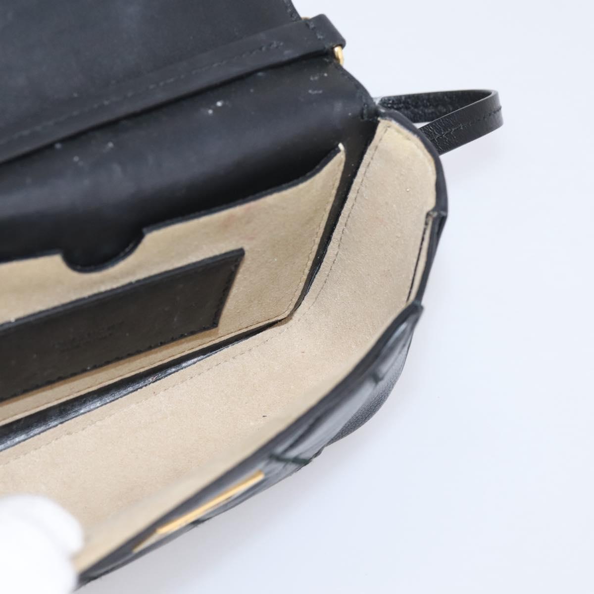 GIVENCHY Shoulder Bag Leather 2way Black Gold Auth 207635A