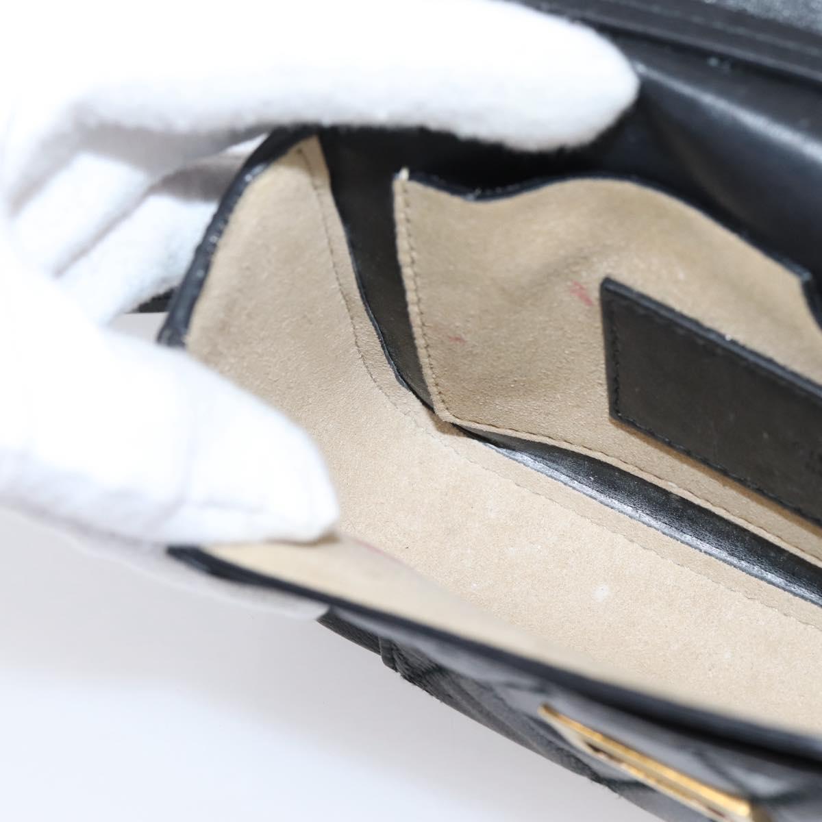 GIVENCHY Shoulder Bag Leather 2way Black Gold Auth 207635A