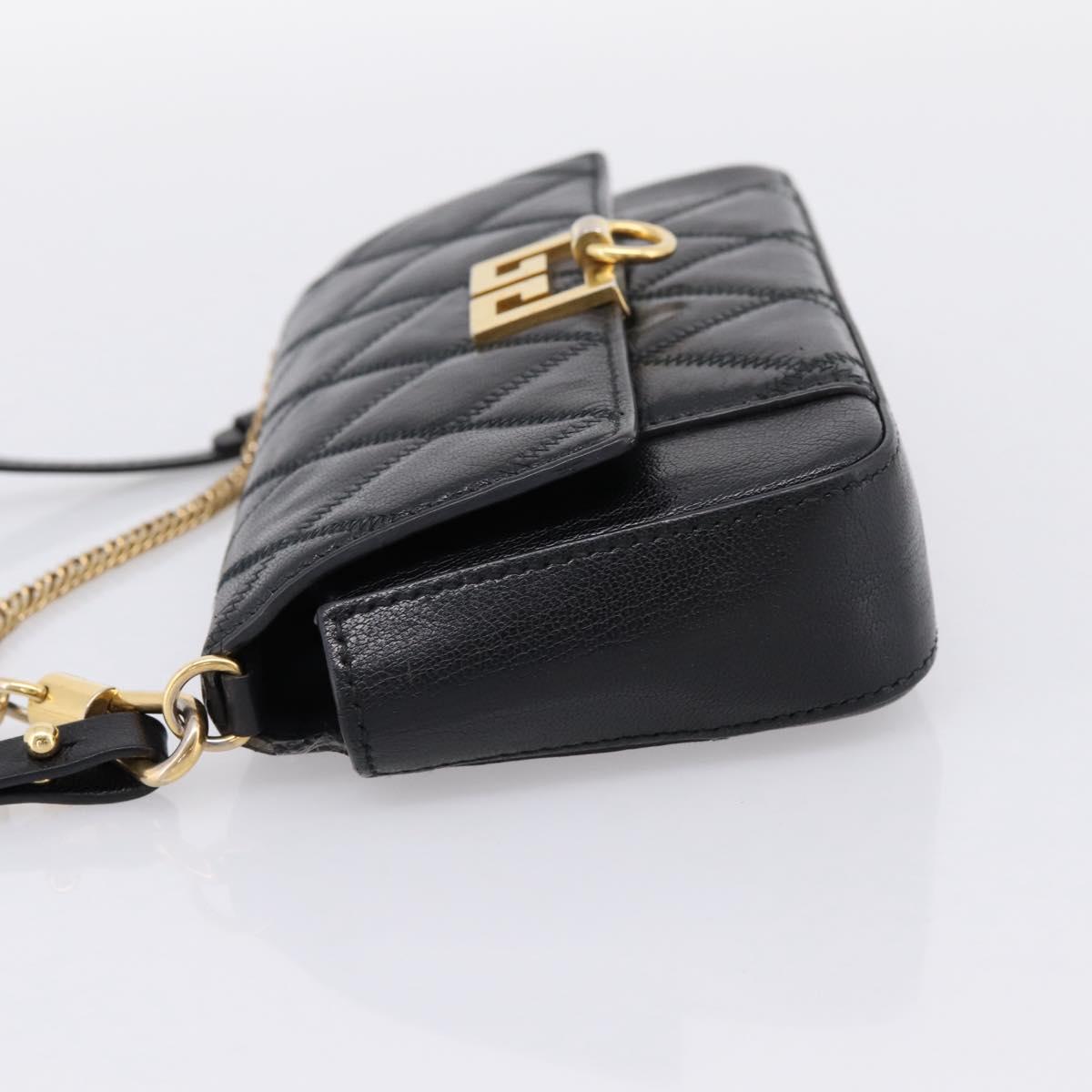 GIVENCHY Shoulder Bag Leather 2way Black Gold Auth 207635A