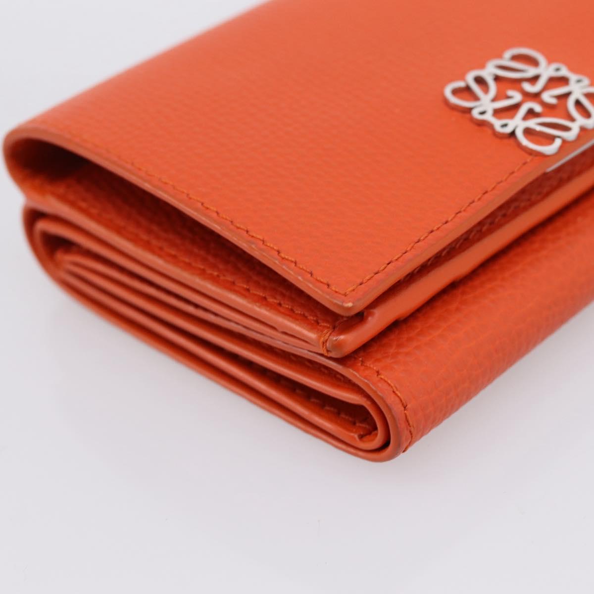 LOEWE Compact Wallet Leather Orange Silver Auth 207651V