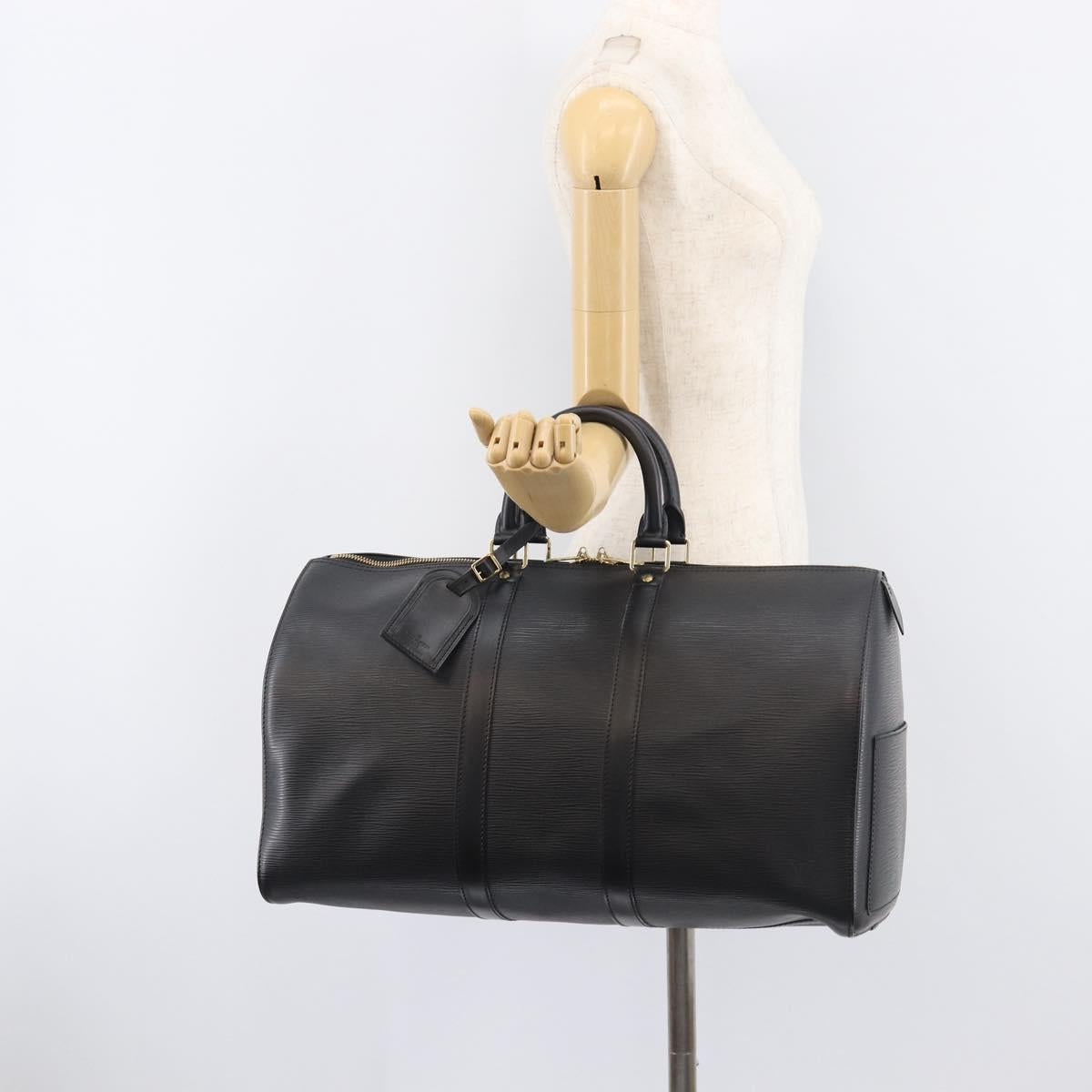 LOUIS VUITTON Epi Keepall 45 Boston Bag Black M42972 LV Auth 207659A