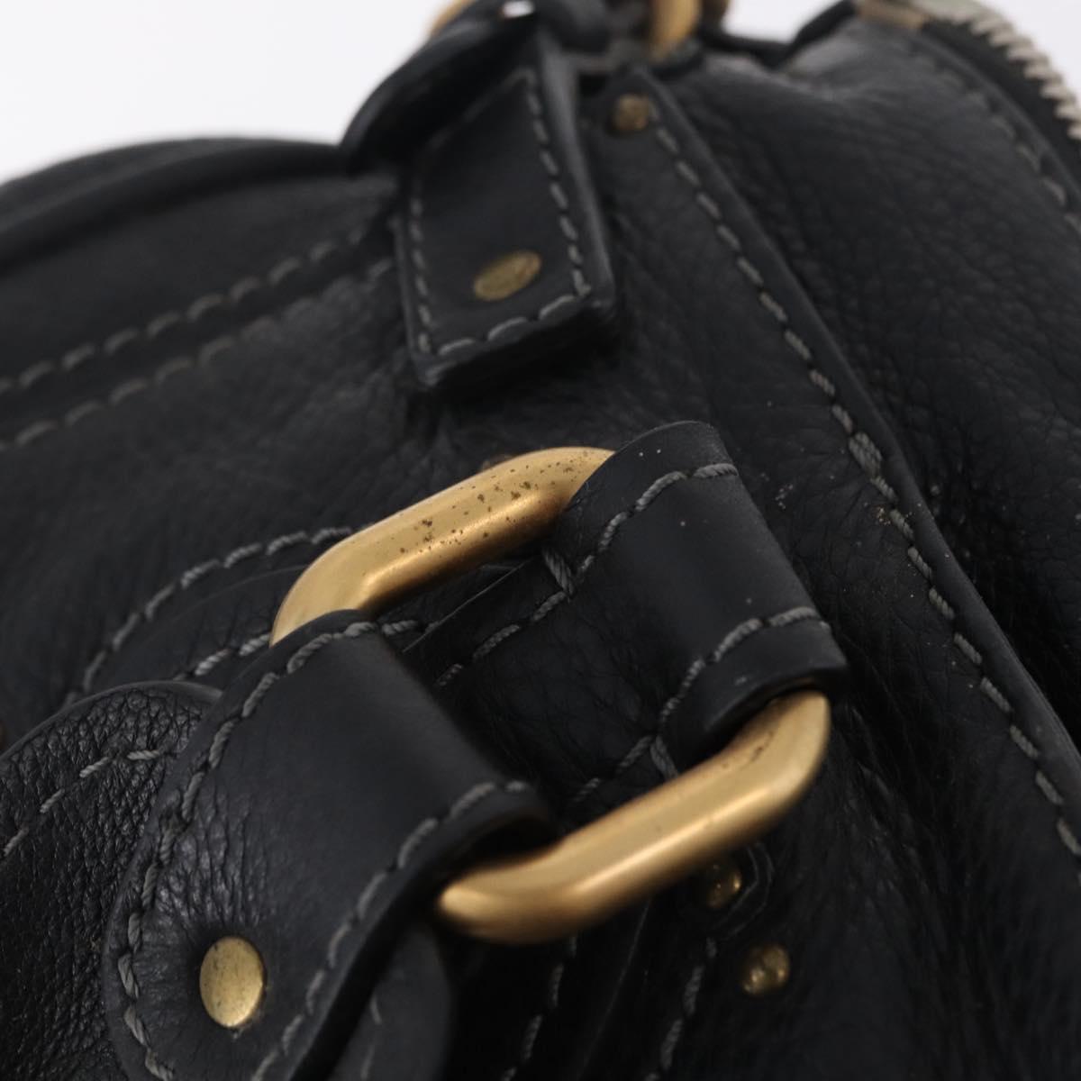 Chloe Paddington Hand Bag Leather Black Gold Tone Auth 207667V