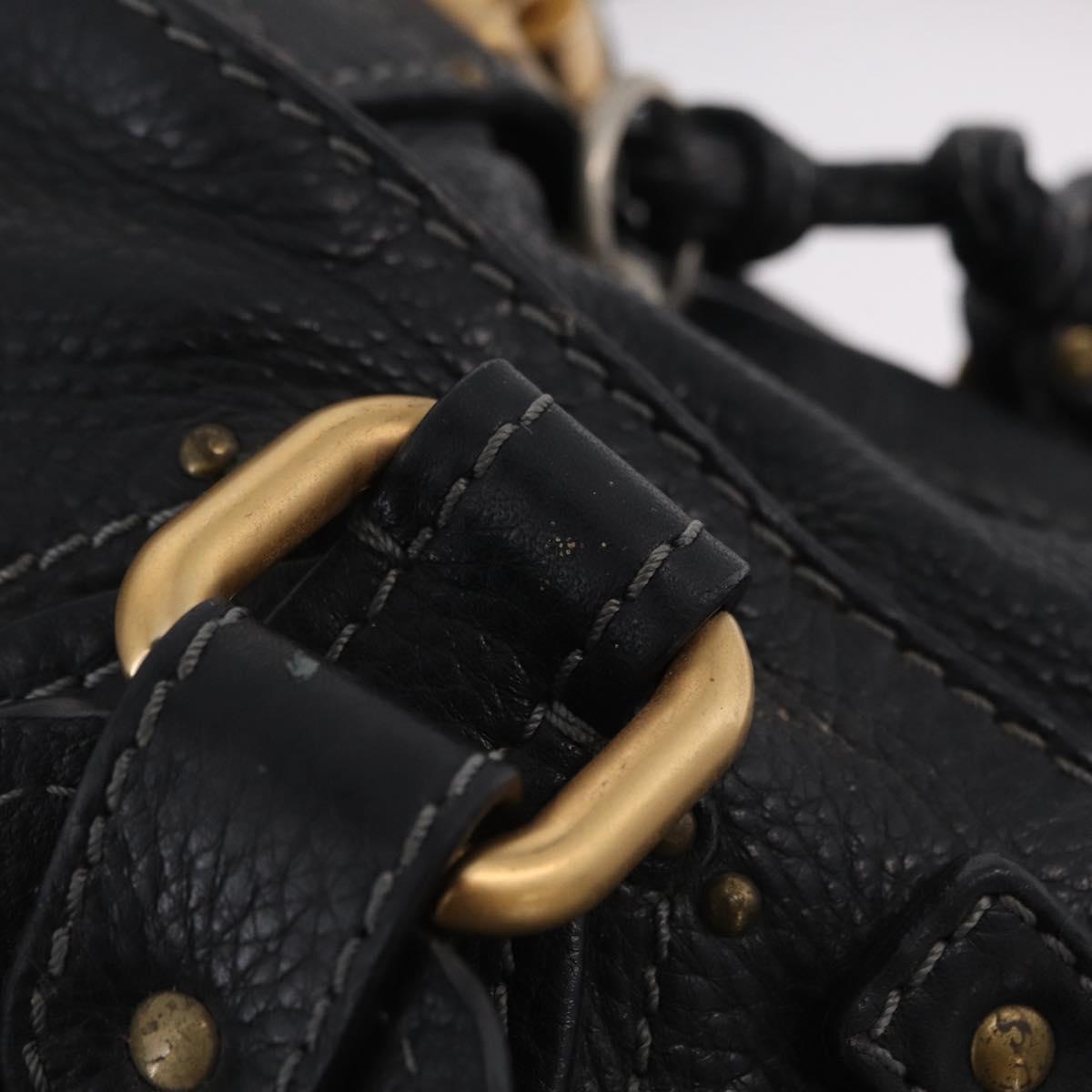 Chloe Paddington Hand Bag Leather Black Gold Tone Auth 207667V