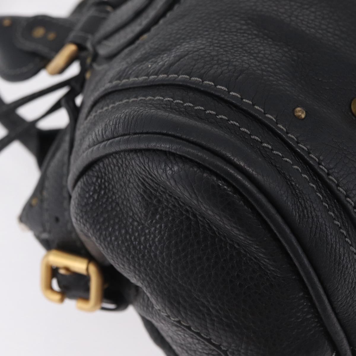 Chloe Paddington Hand Bag Leather Black Gold Tone Auth 207667V