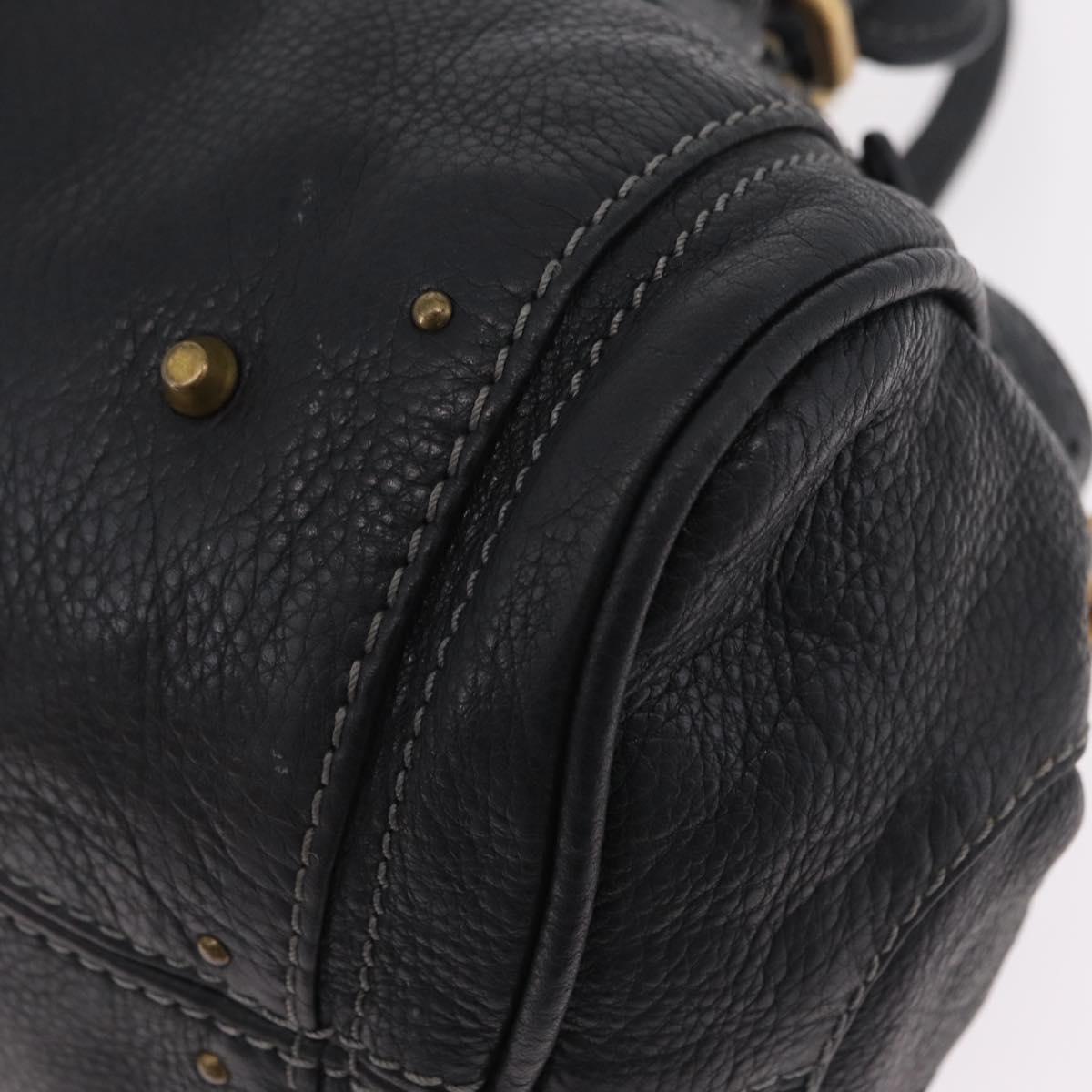 Chloe Paddington Hand Bag Leather Black Gold Tone Auth 207667V