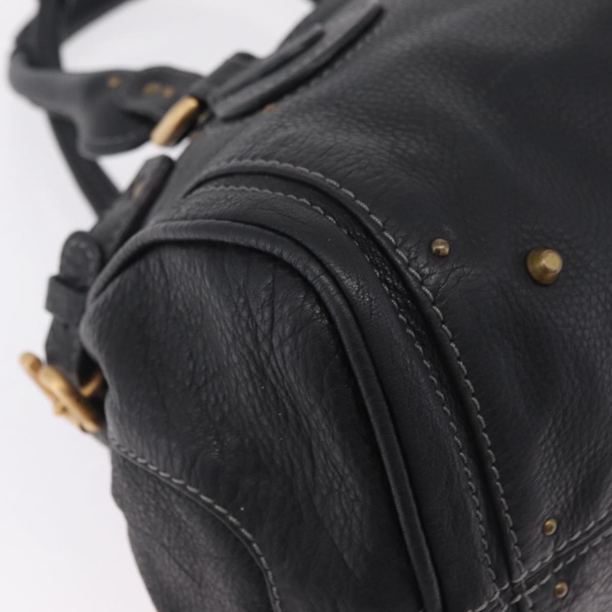 Chloe Paddington Hand Bag Leather Black Gold Tone Auth 207667V
