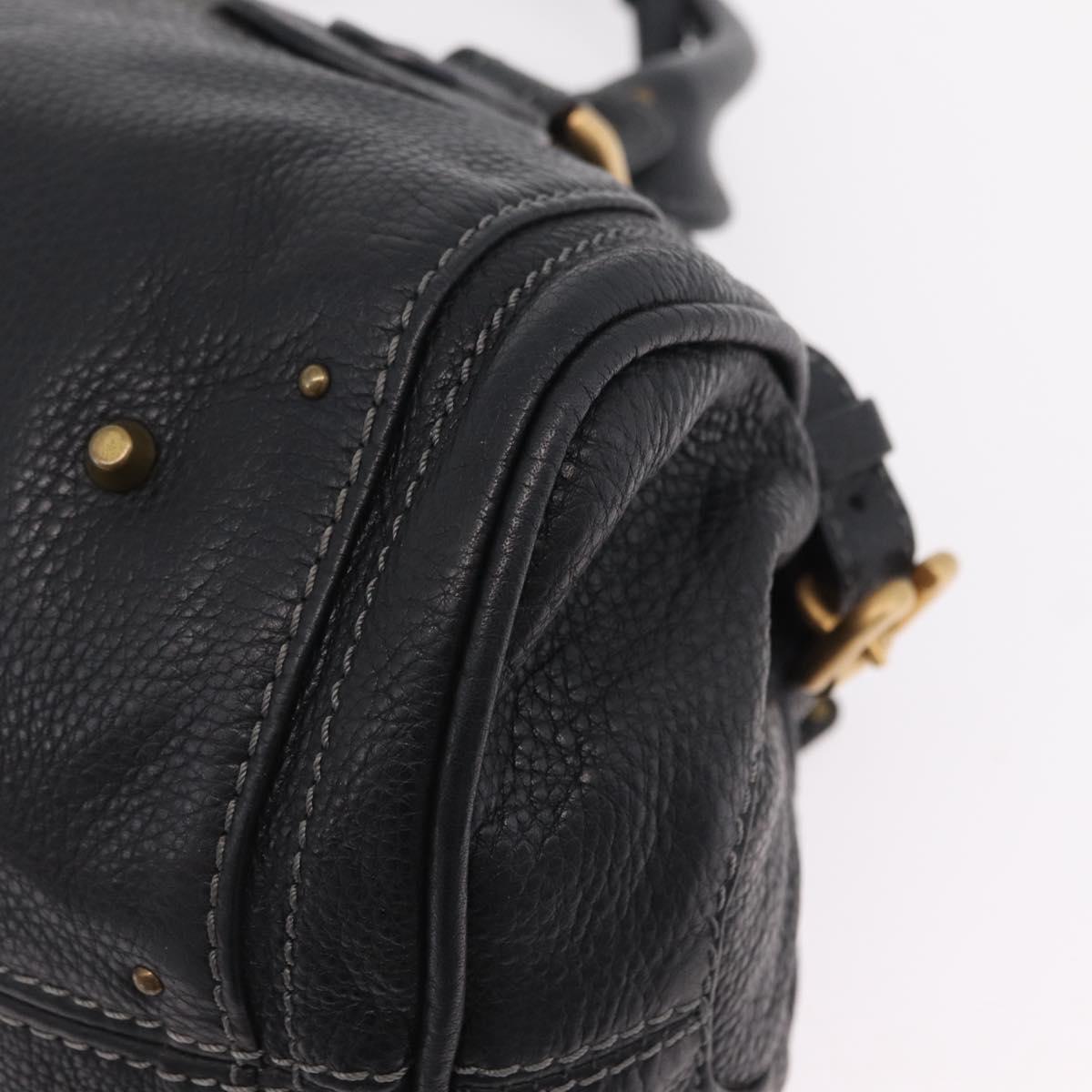 Chloe Paddington Hand Bag Leather Black Gold Tone Auth 207667V