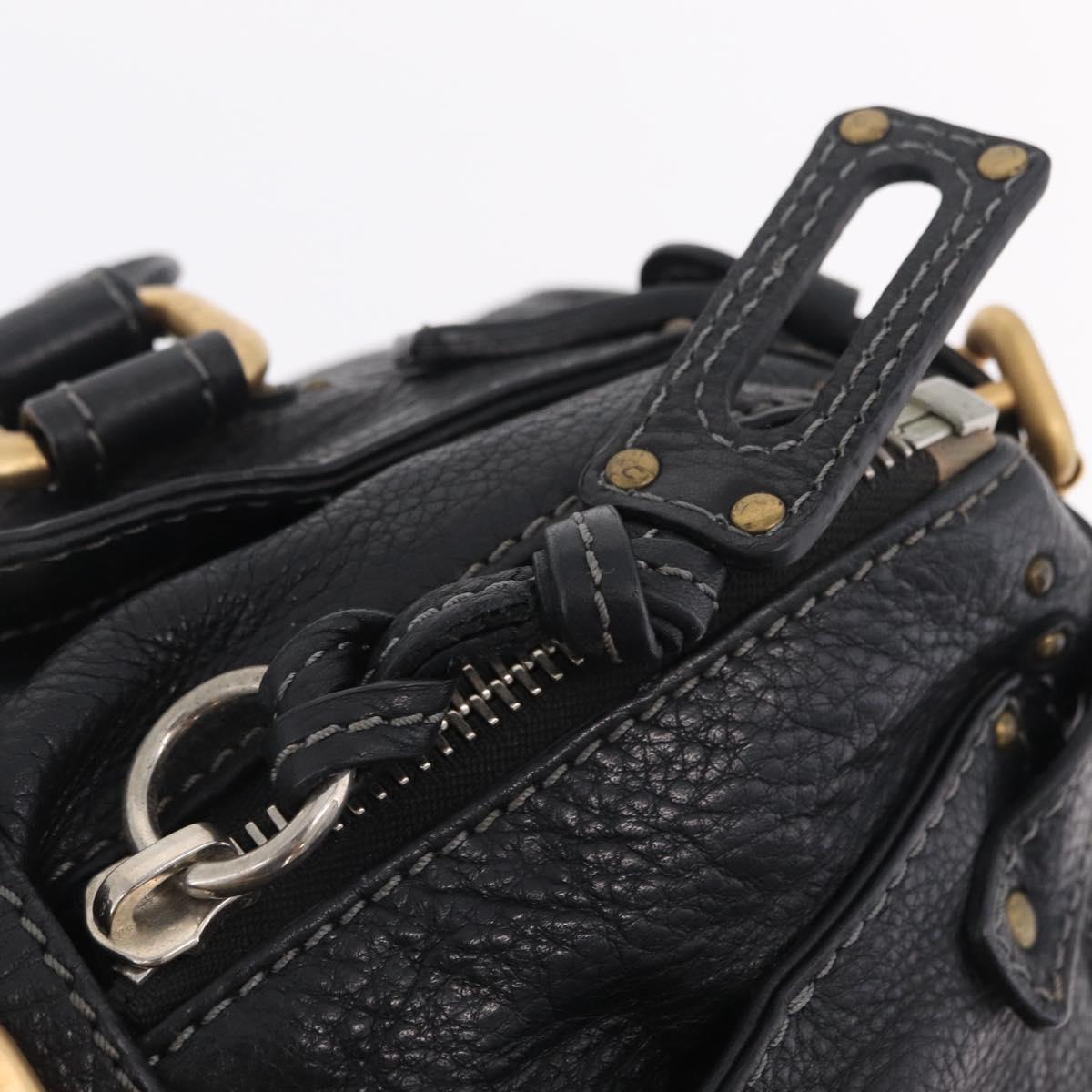 Chloe Paddington Hand Bag Leather Black Gold Tone Auth 207667V