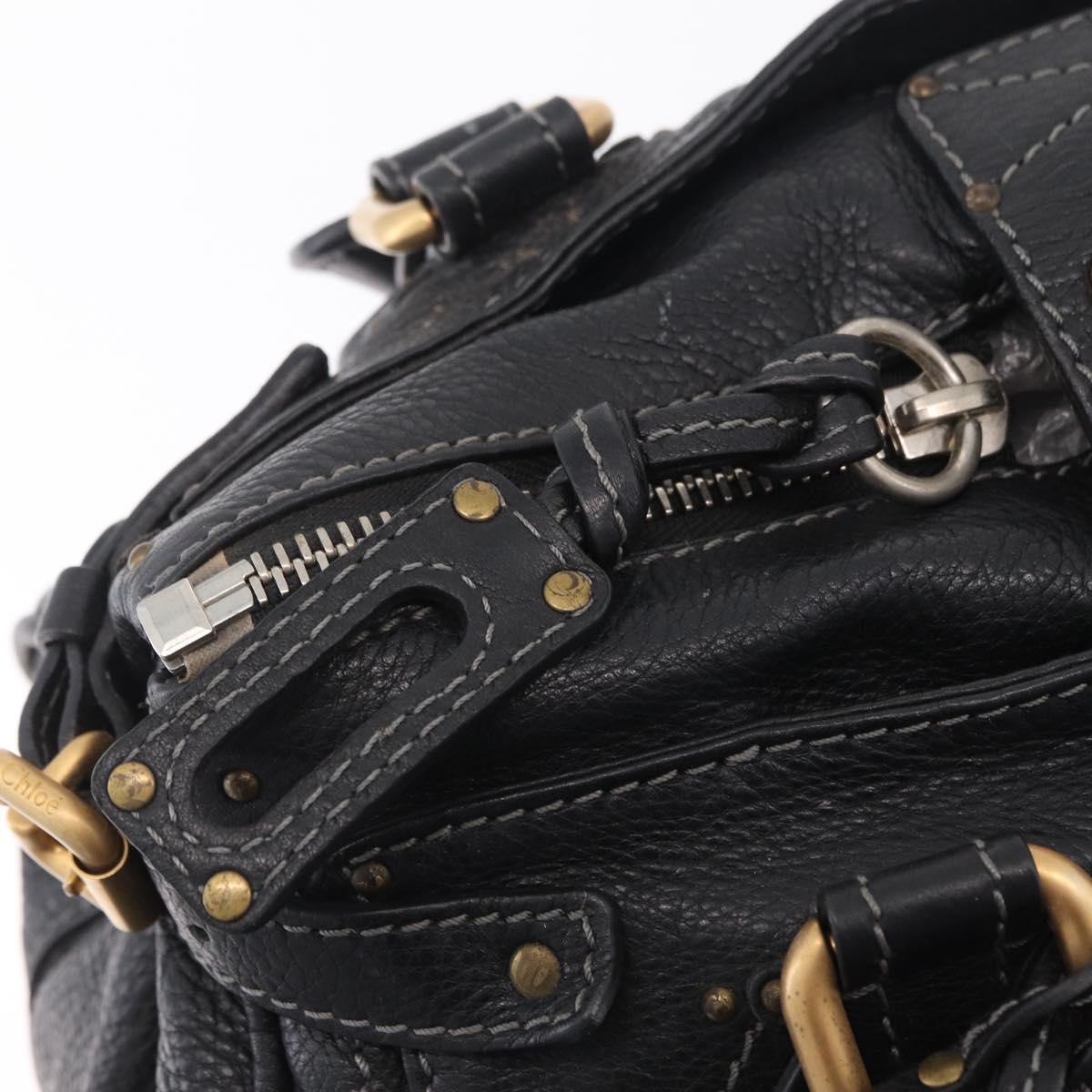 Chloe Paddington Hand Bag Leather Black Gold Tone Auth 207667V