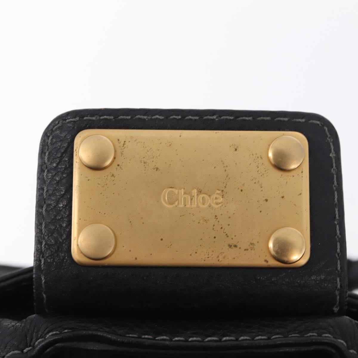 Chloe Paddington Hand Bag Leather Black Gold Tone Auth 207667V