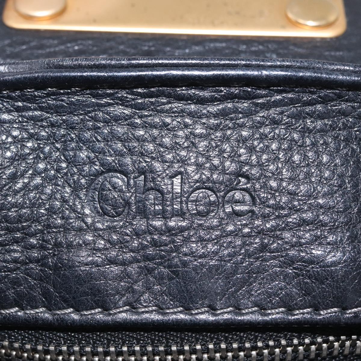 Chloe Paddington Hand Bag Leather Black Gold Tone Auth 207667V