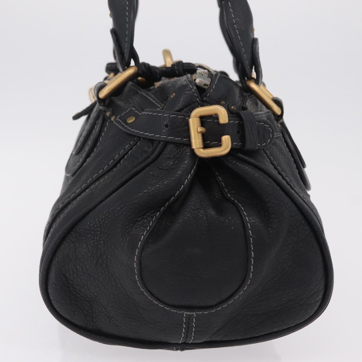 Chloe Paddington Hand Bag Leather Black Gold Tone Auth 207667V
