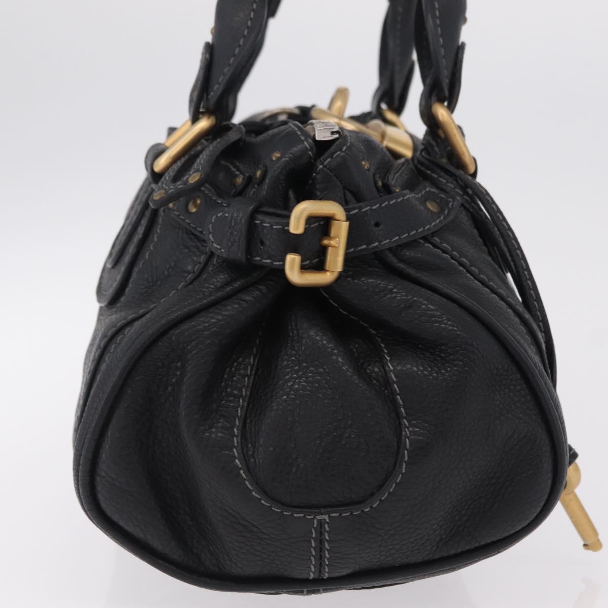 Chloe Paddington Hand Bag Leather Black Gold Tone Auth 207667V