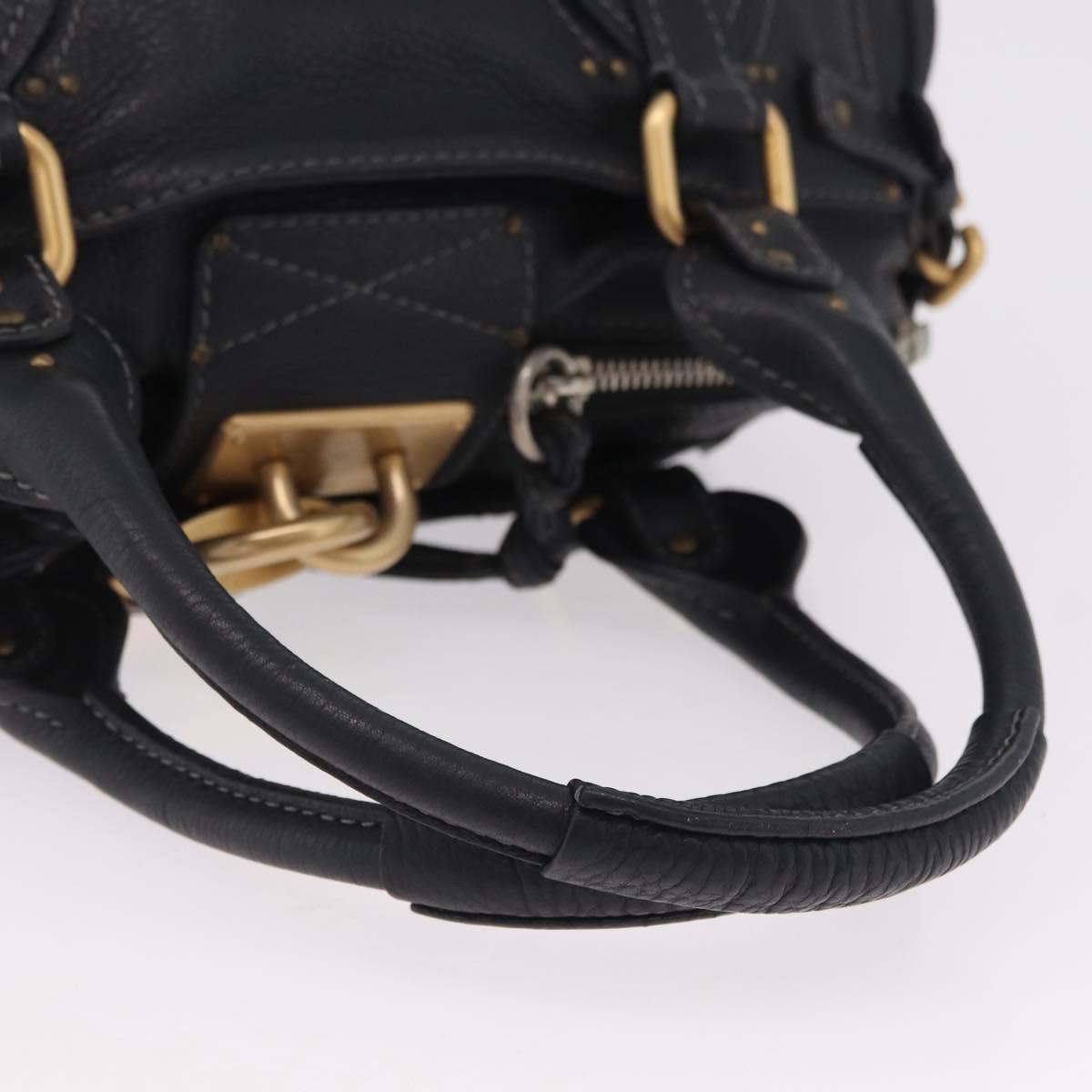 Chloe Paddington Hand Bag Leather Black Gold Tone Auth 207667V