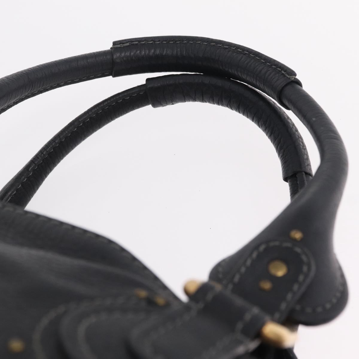 Chloe Paddington Hand Bag Leather Black Gold Tone Auth 207667V