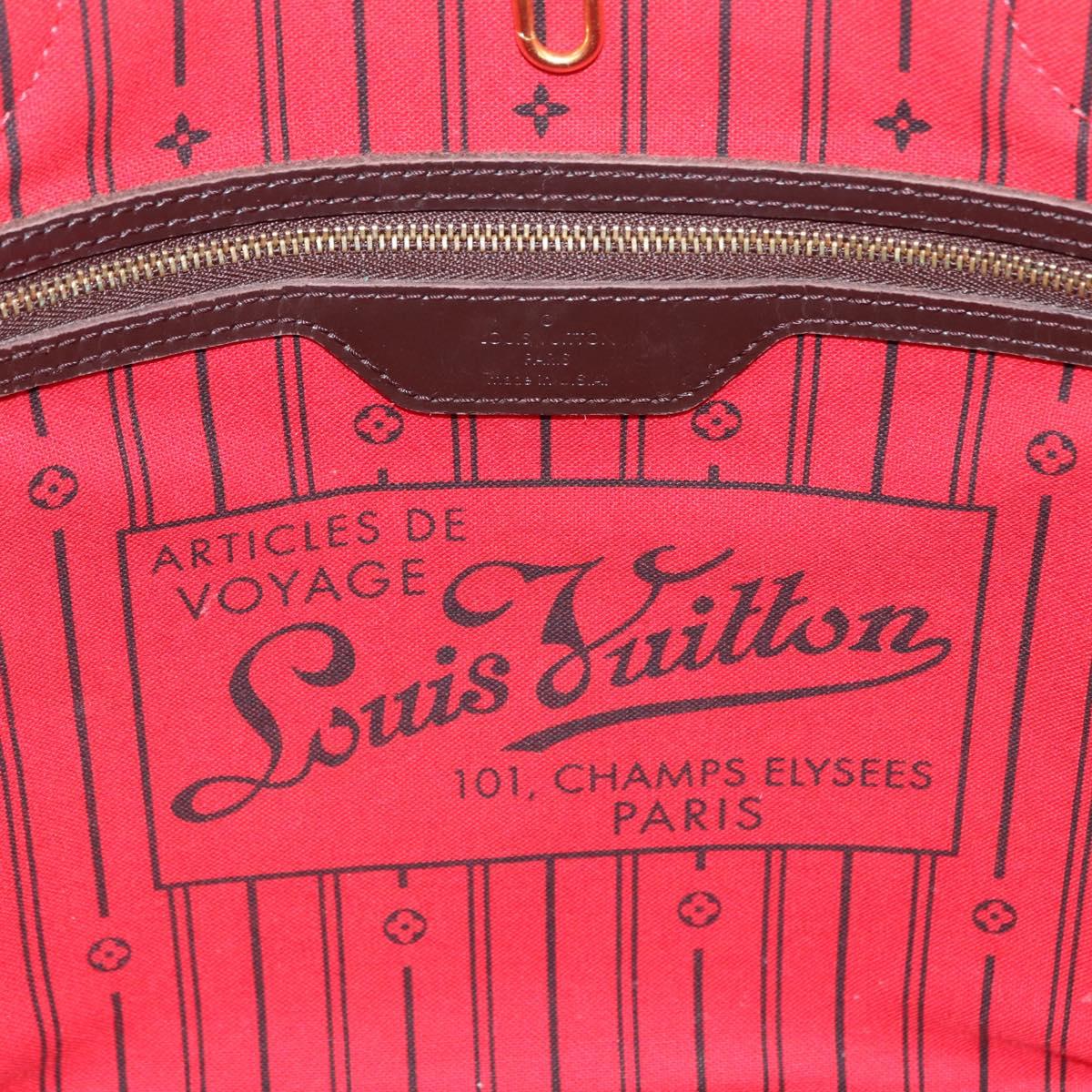 LOUIS VUITTON Damier Ebene Neverfull MM Tote Bag N51105 LV Auth 207670