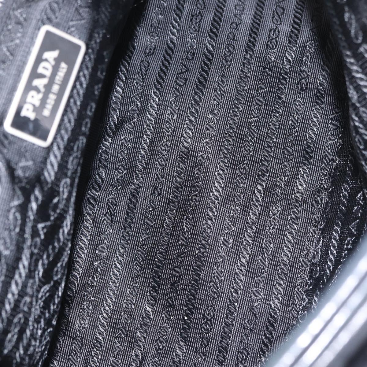 PRADA Hand Bag Leather Black Silver Auth 207680