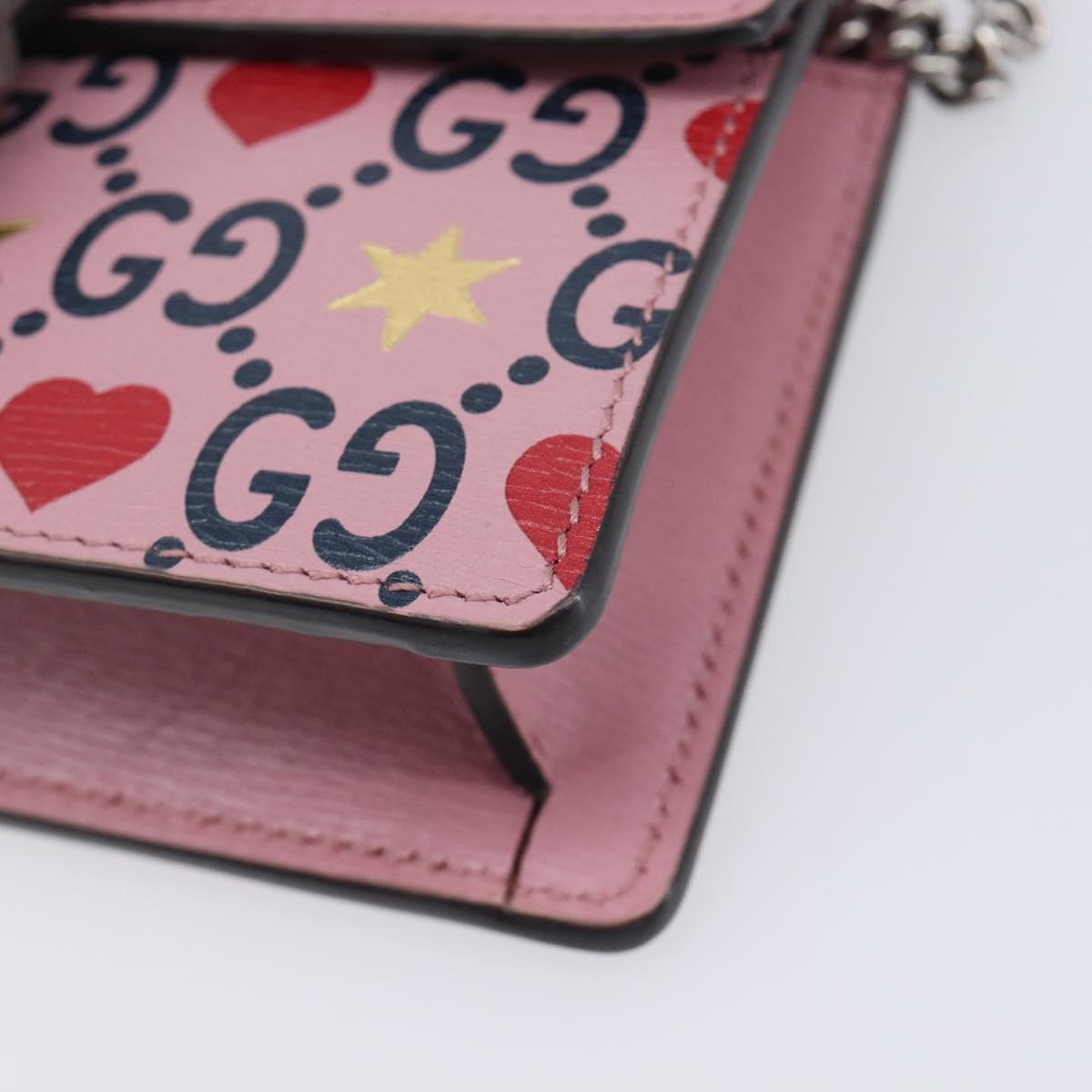 GUCCI Dionysus Chain Shoulder Bag Leather Pink Silver 476432 Auth 207694SAM