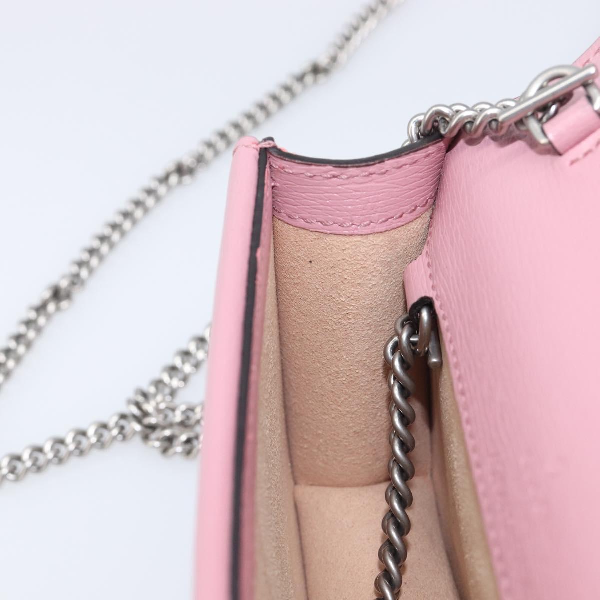 GUCCI Dionysus Chain Shoulder Bag Leather Pink Silver 476432 Auth 207694SAM