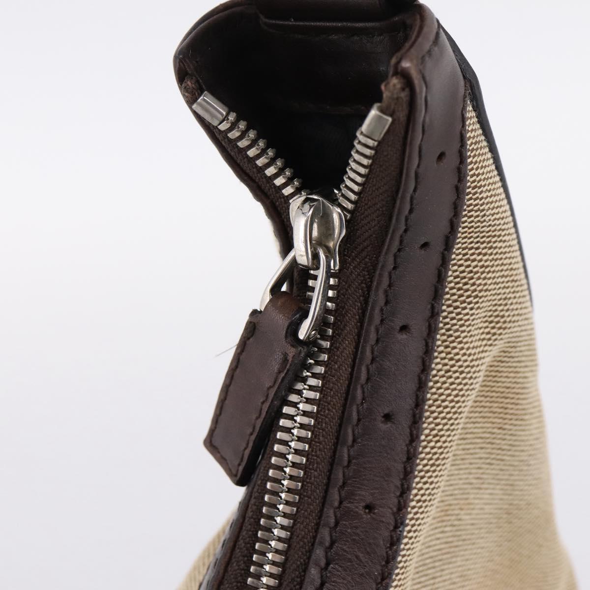 GUCCI Interlocking G Shoulder Bag Canvas Beige Silver 114871 Auth 207703