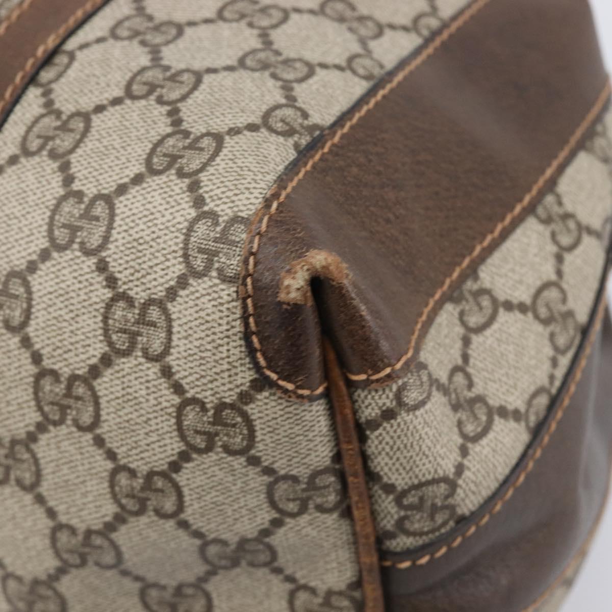 GUCCI GG Supreme Boston Bag PVC Beige Gold Tone 25 02 2112 Auth 207725