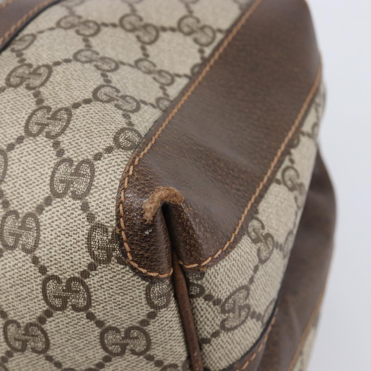 GUCCI GG Supreme Boston Bag PVC Beige Gold Tone 25 02 2112 Auth 207725