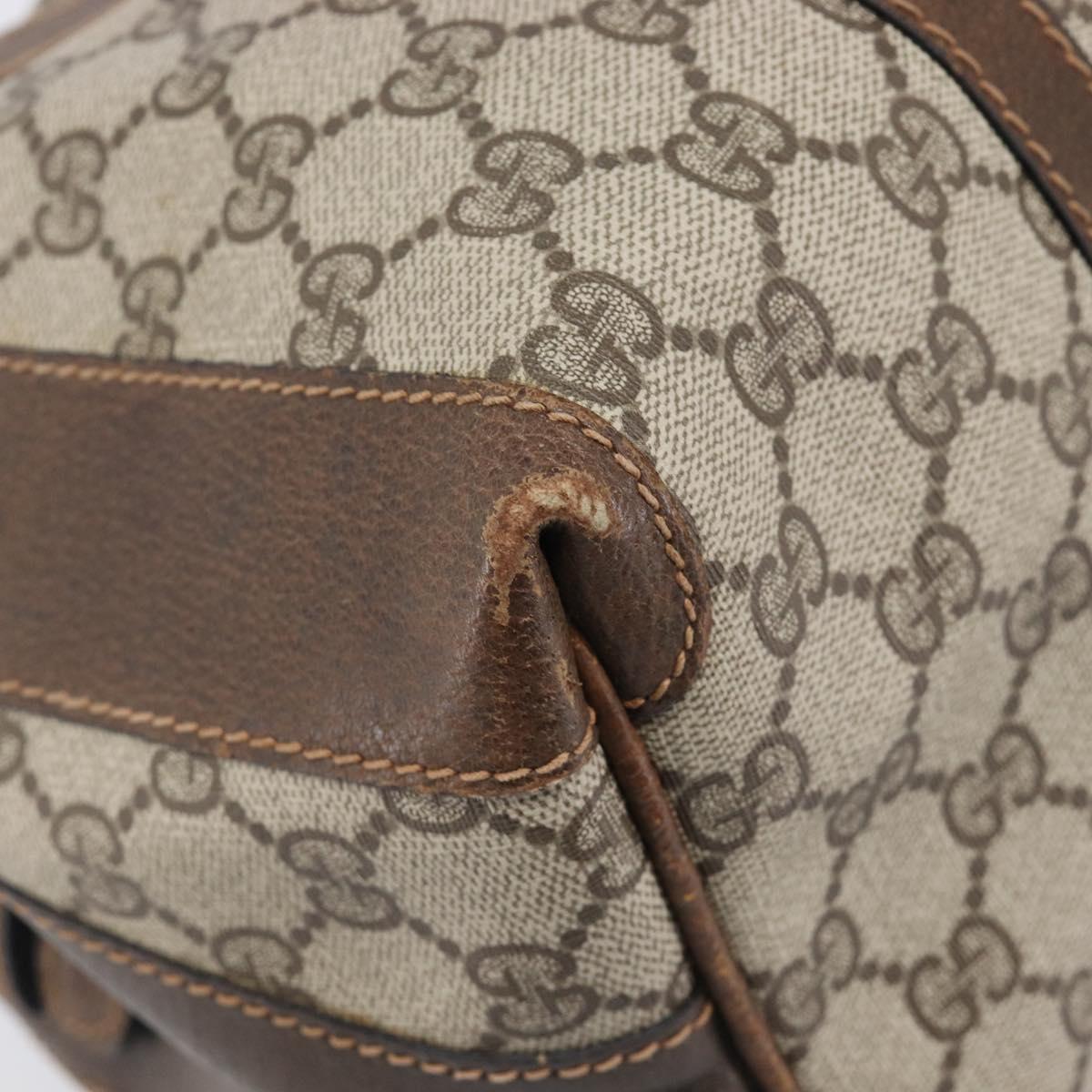 GUCCI GG Supreme Boston Bag PVC Beige Gold Tone 25 02 2112 Auth 207725