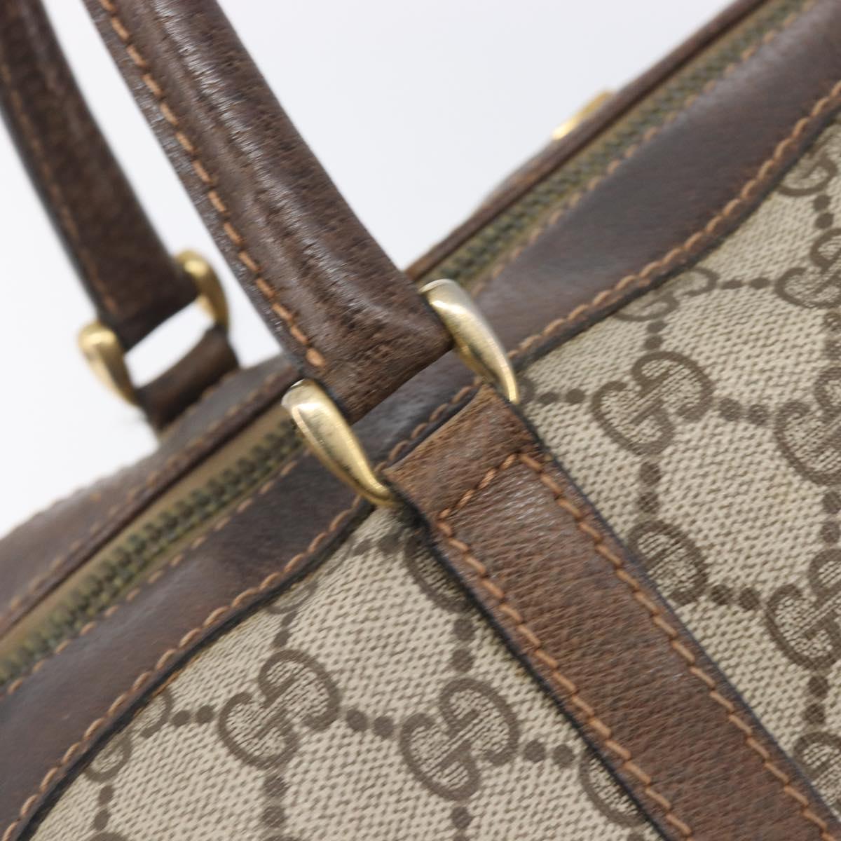 GUCCI GG Supreme Boston Bag PVC Beige Gold Tone 25 02 2112 Auth 207725