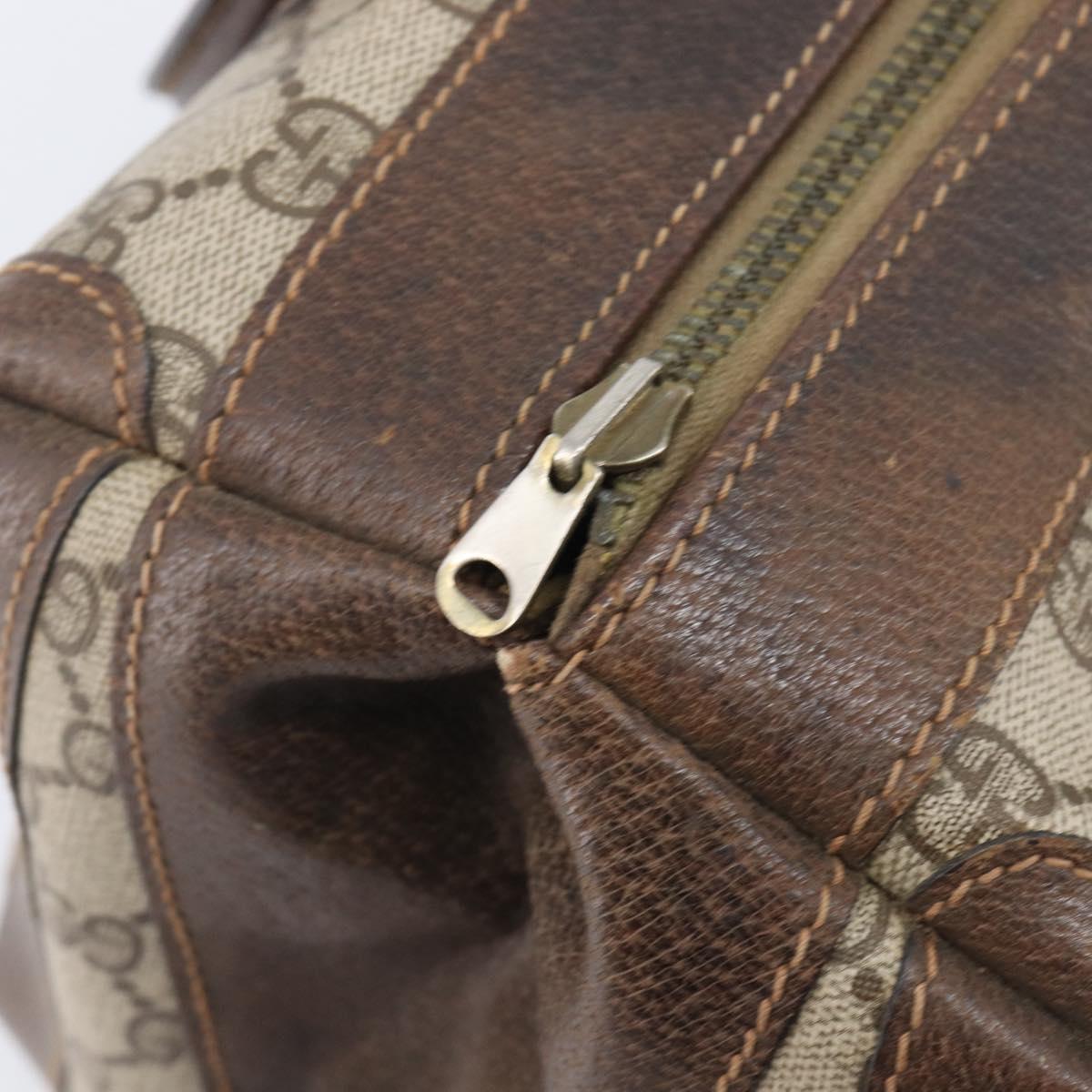 GUCCI GG Supreme Boston Bag PVC Beige Gold Tone 25 02 2112 Auth 207725