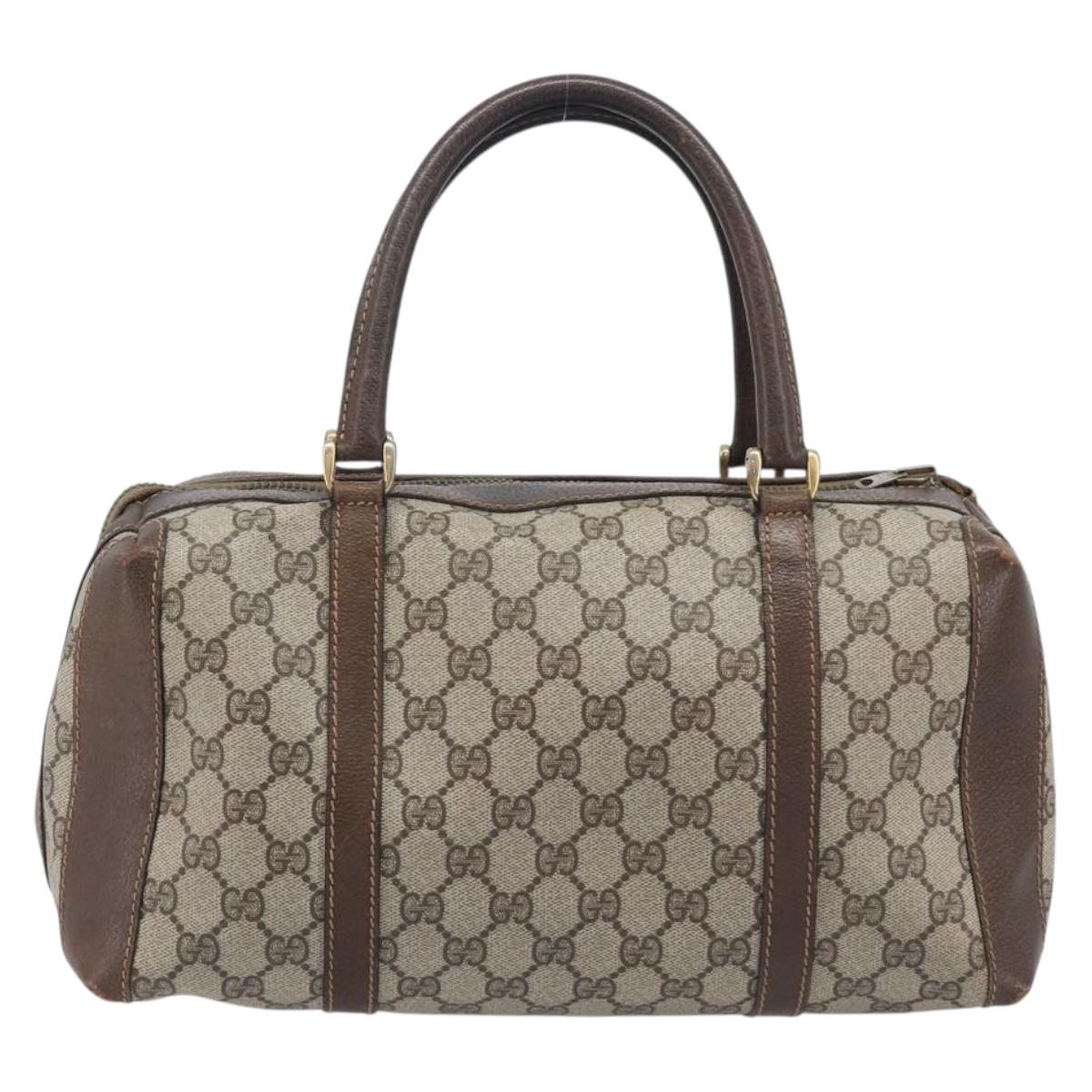 GUCCI GG Supreme Boston Bag PVC Beige Gold Tone 25 02 2112 Auth 207725