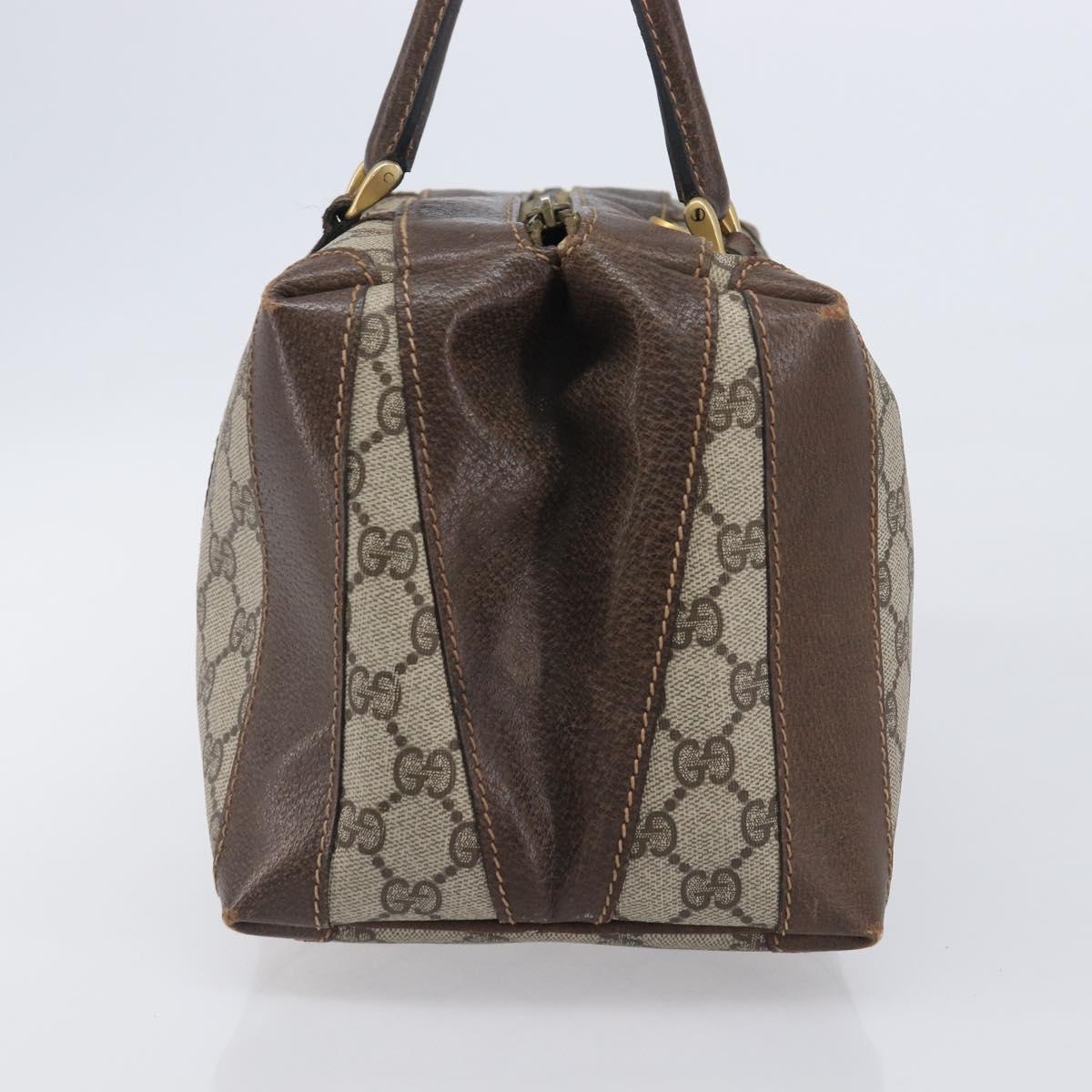 GUCCI GG Supreme Boston Bag PVC Beige Gold Tone 25 02 2112 Auth 207725