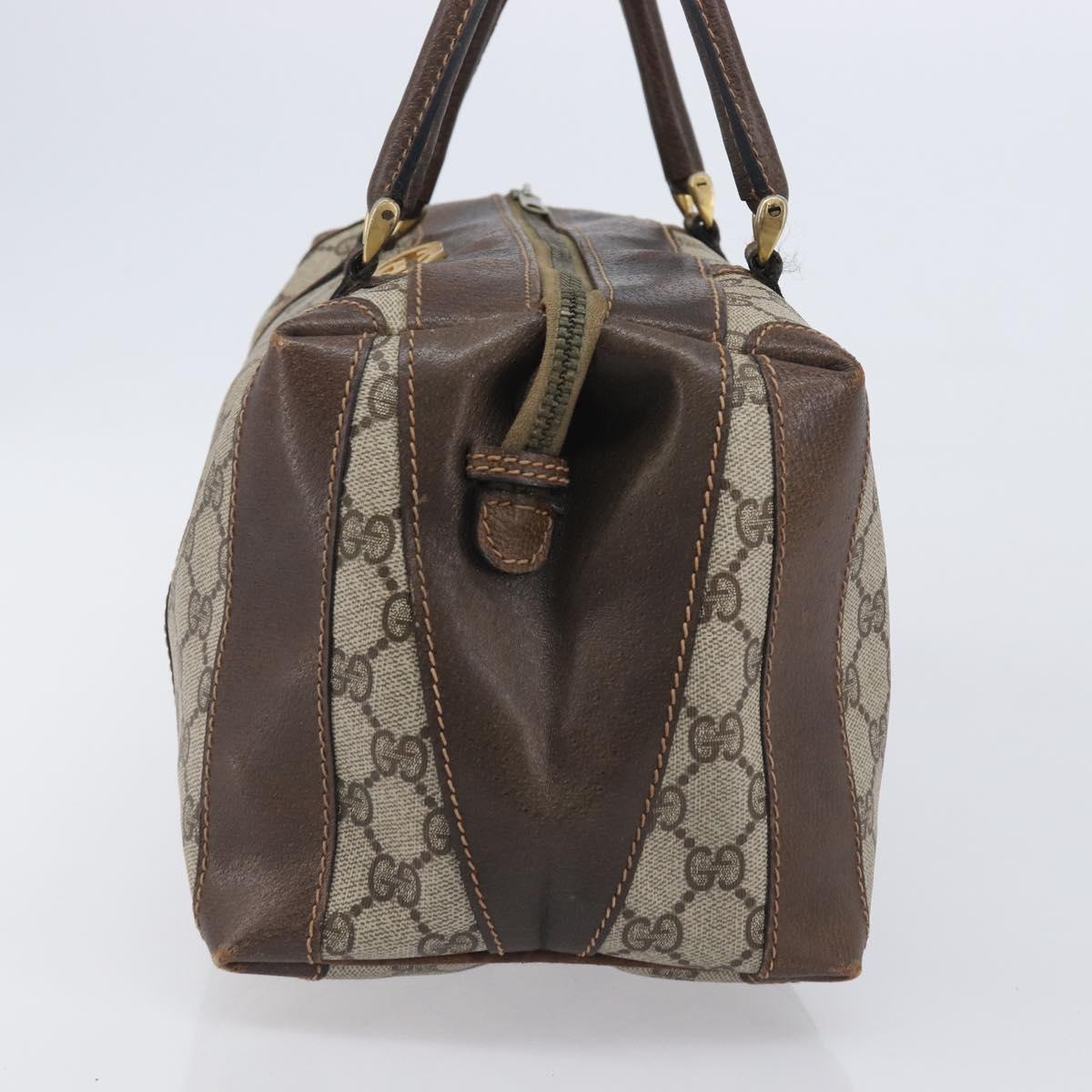 GUCCI GG Supreme Boston Bag PVC Beige Gold Tone 25 02 2112 Auth 207725
