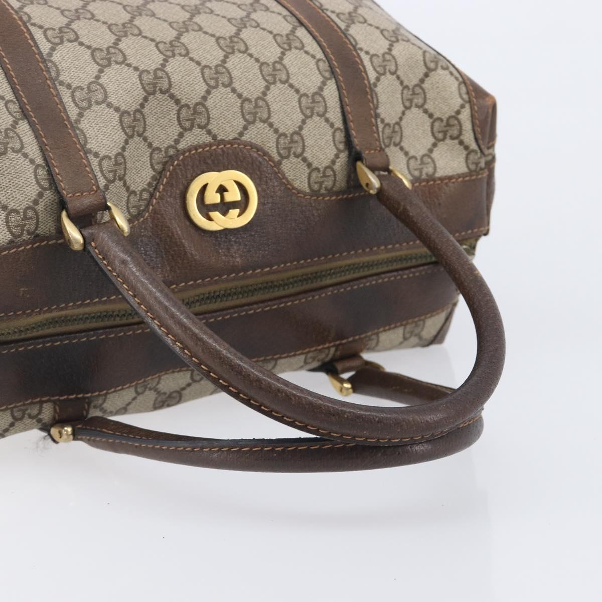 GUCCI GG Supreme Boston Bag PVC Beige Gold Tone 25 02 2112 Auth 207725