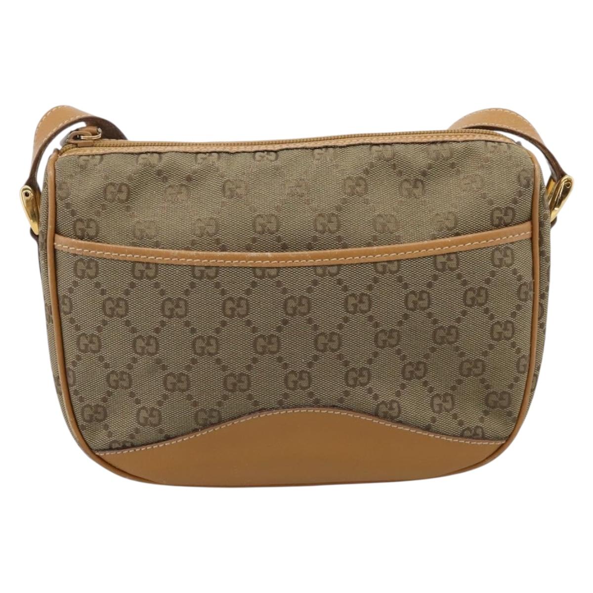 GUCCI GG Canvas Shoulder Bag Beige Gold Tone 007 290 4 0209 0 Auth 207728