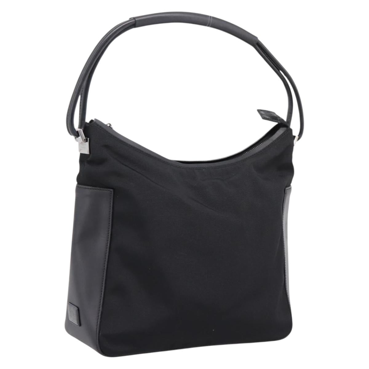 GUCCI Shoulder Bag Canvas Black Silver 001 3766 Auth 207730A