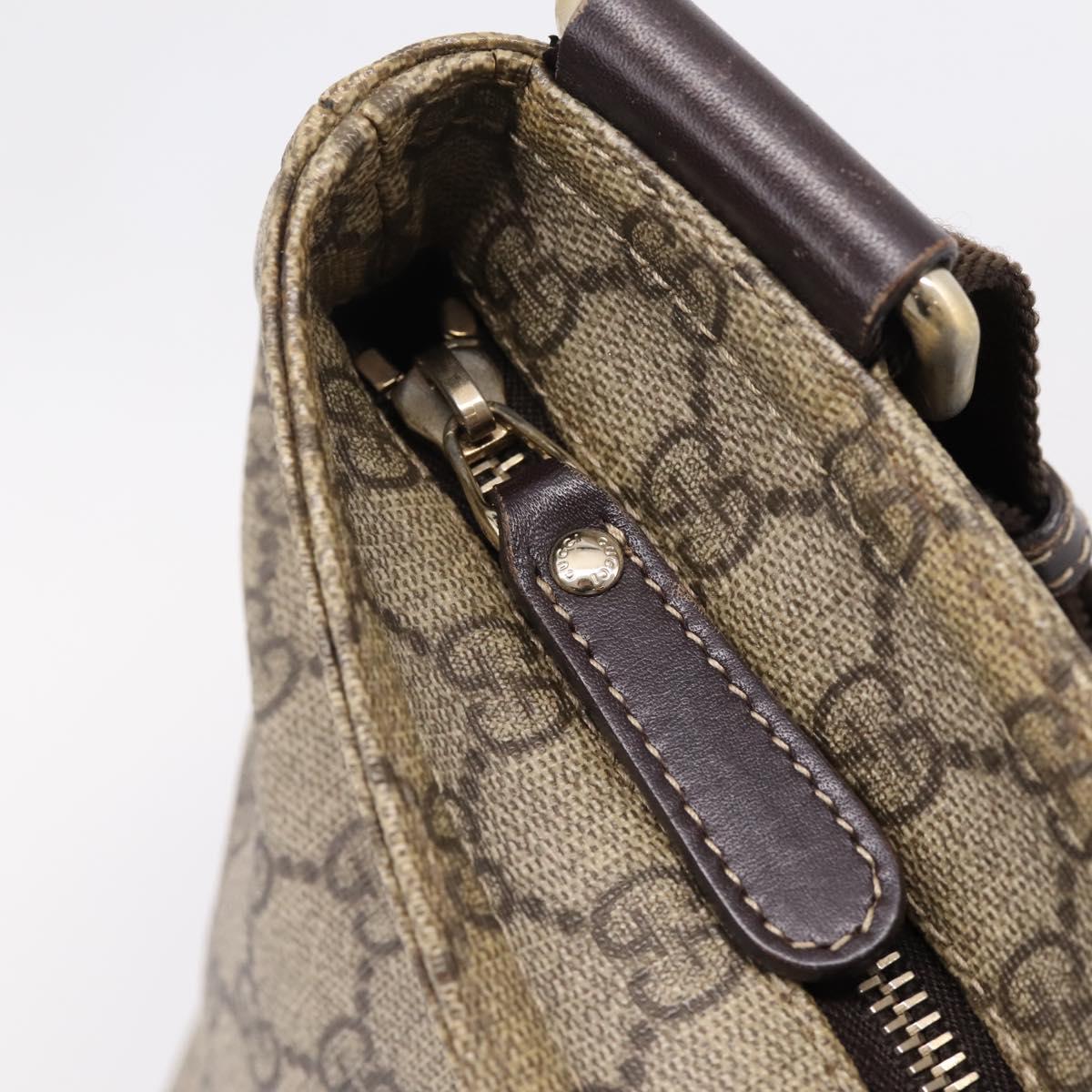 GUCCI GG Supreme Shoulder Bag PVC Beige Gold Tone 201446 Auth 207731A