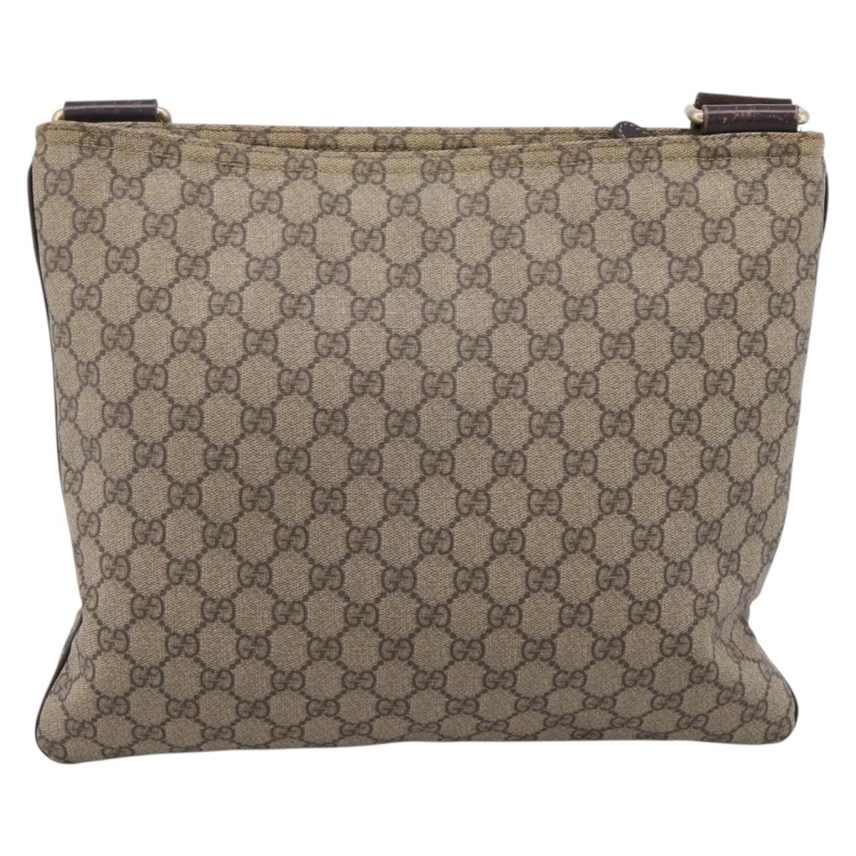 GUCCI GG Supreme Shoulder Bag PVC Beige Gold Tone 201446 Auth 207731A