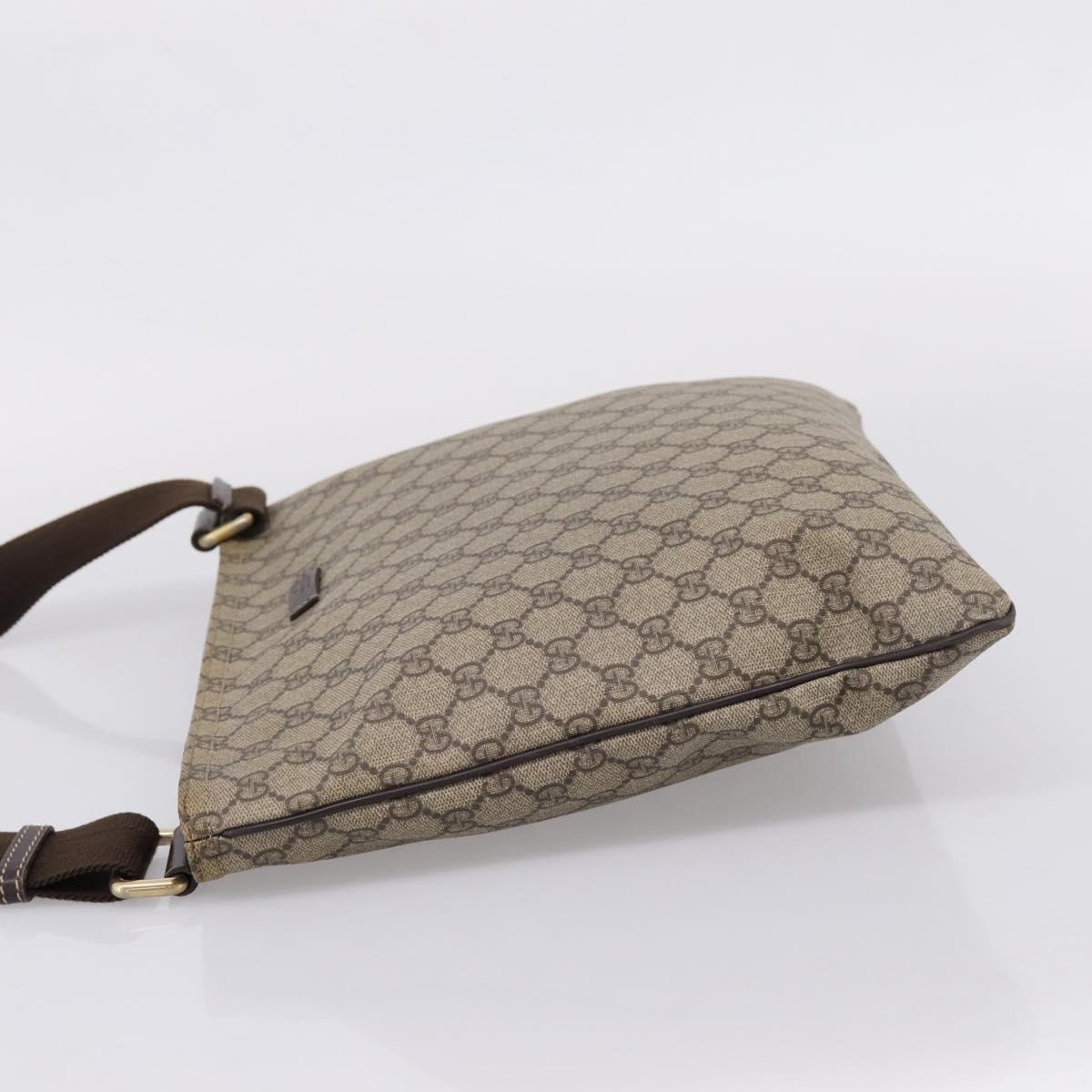 GUCCI GG Supreme Shoulder Bag PVC Beige Gold Tone 201446 Auth 207731A