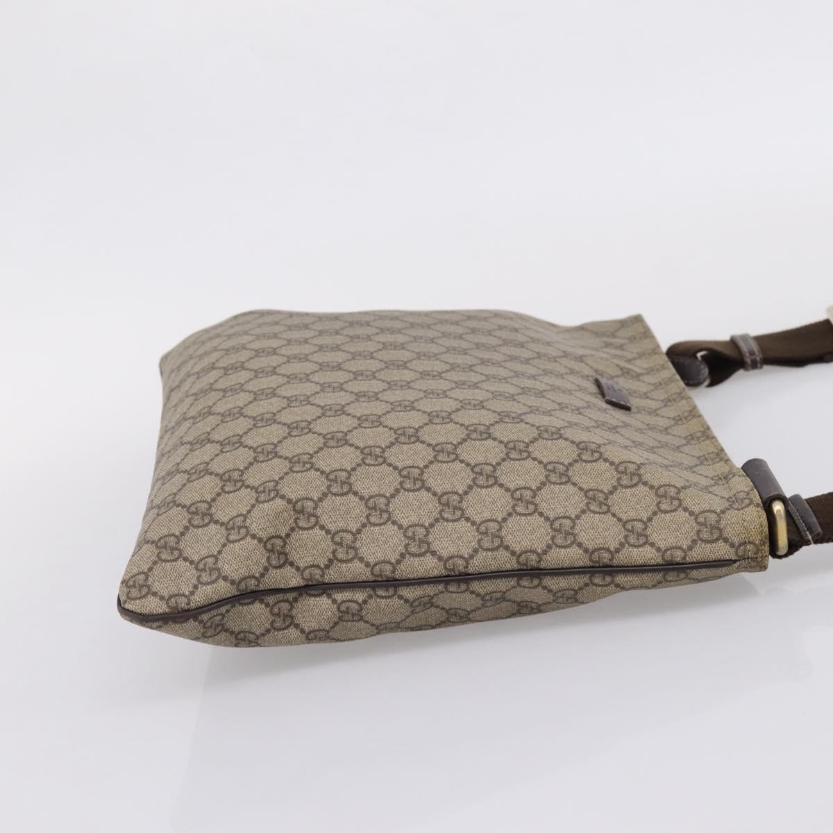 GUCCI GG Supreme Shoulder Bag PVC Beige Gold Tone 201446 Auth 207731A
