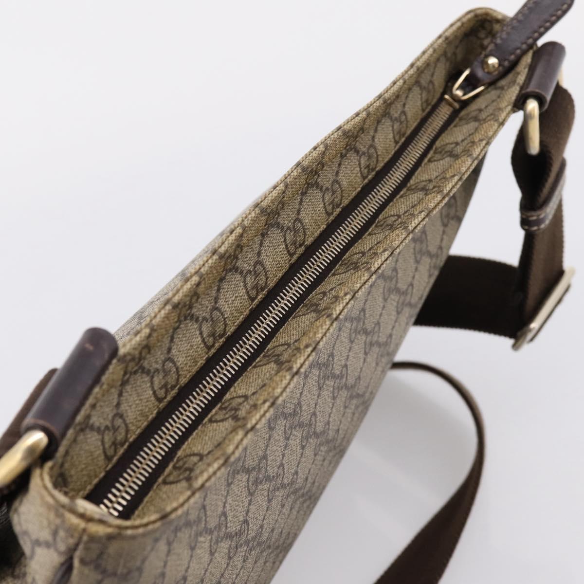 GUCCI GG Supreme Shoulder Bag PVC Beige Gold Tone 201446 Auth 207731A