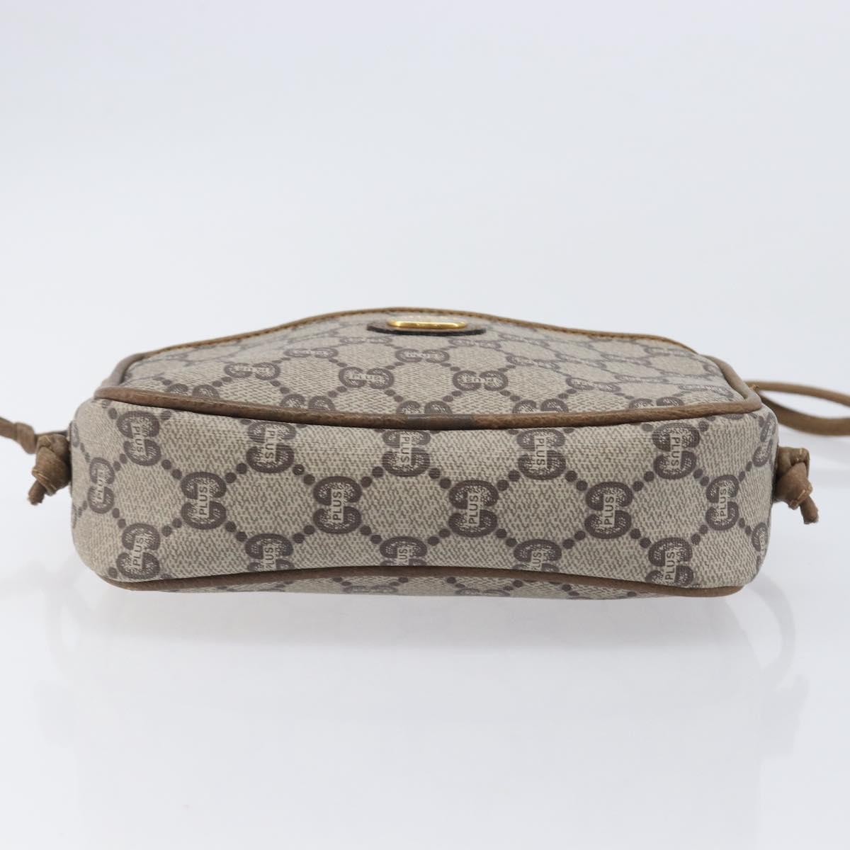 GUCCI PLUS Shoulder Bag PVC Beige Gold Tone Auth 207733