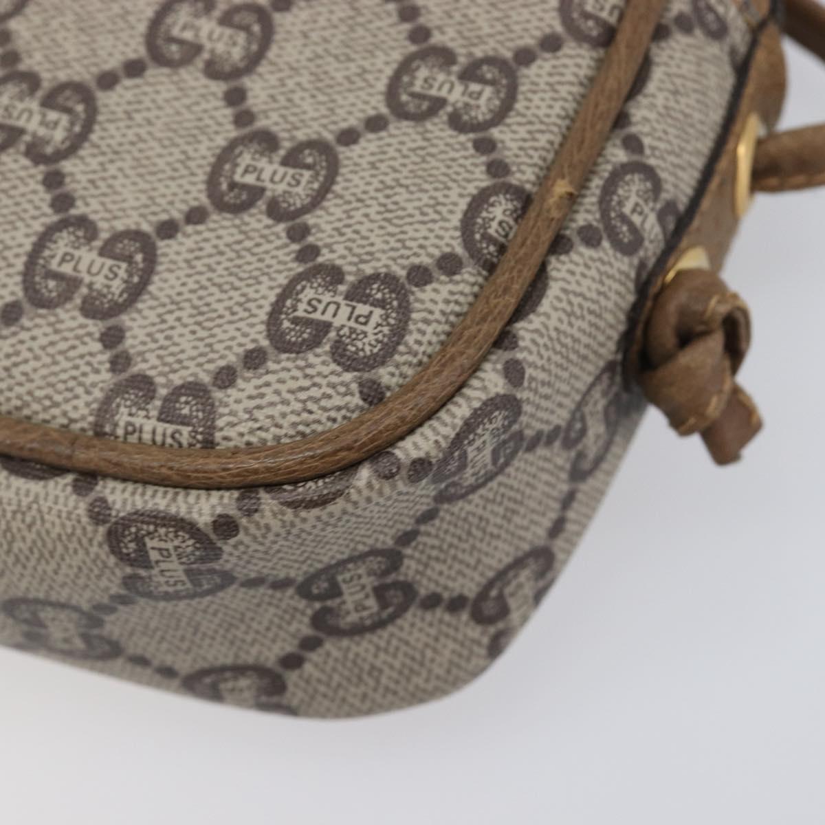 GUCCI PLUS Shoulder Bag PVC Beige Gold Tone Auth 207733