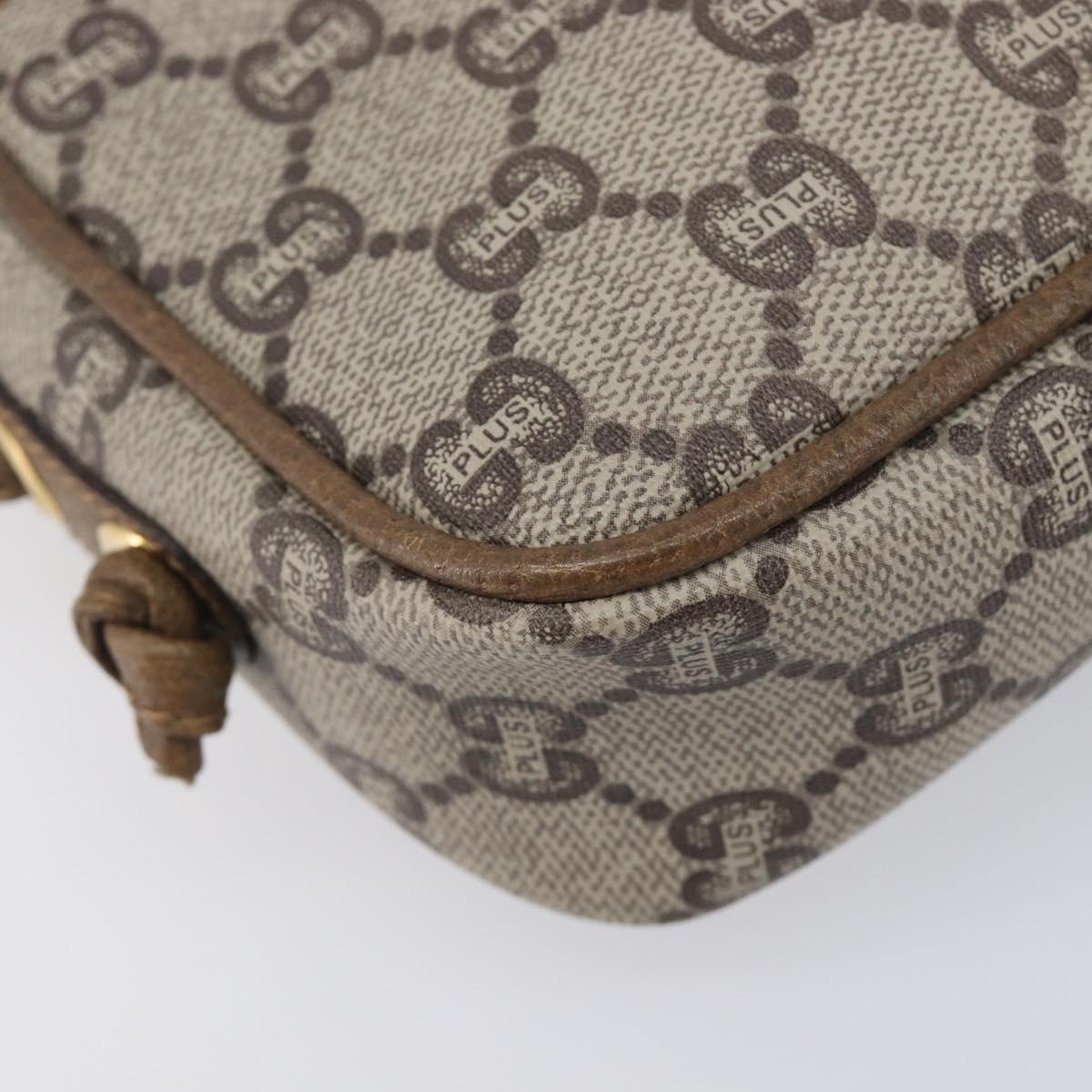 GUCCI PLUS Shoulder Bag PVC Beige Gold Tone Auth 207733